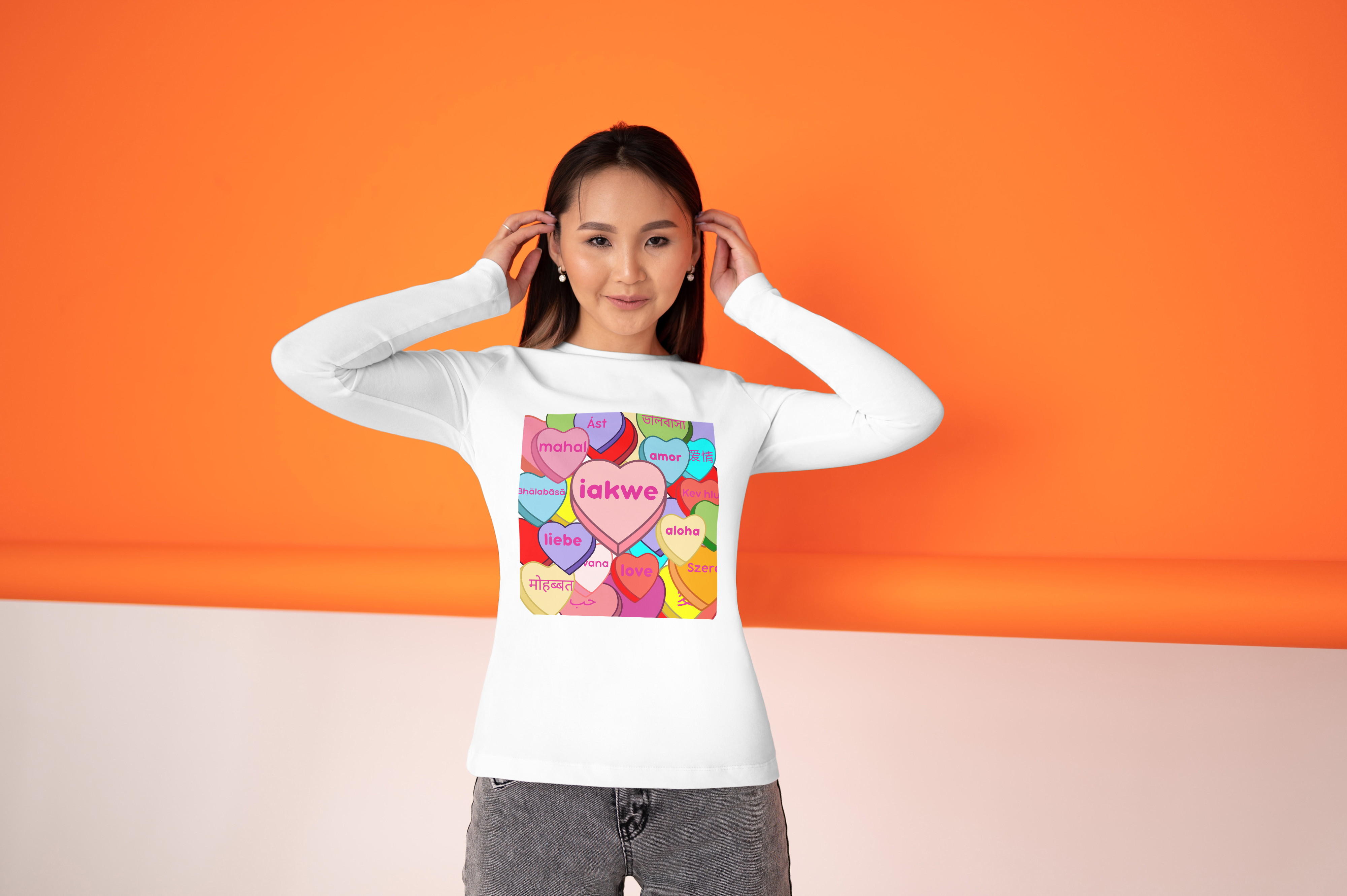 Unisex Adult Long Sleeve Candy Heart T-shirt Unisex Adult Long Sleeve Candy Heart T-shirt