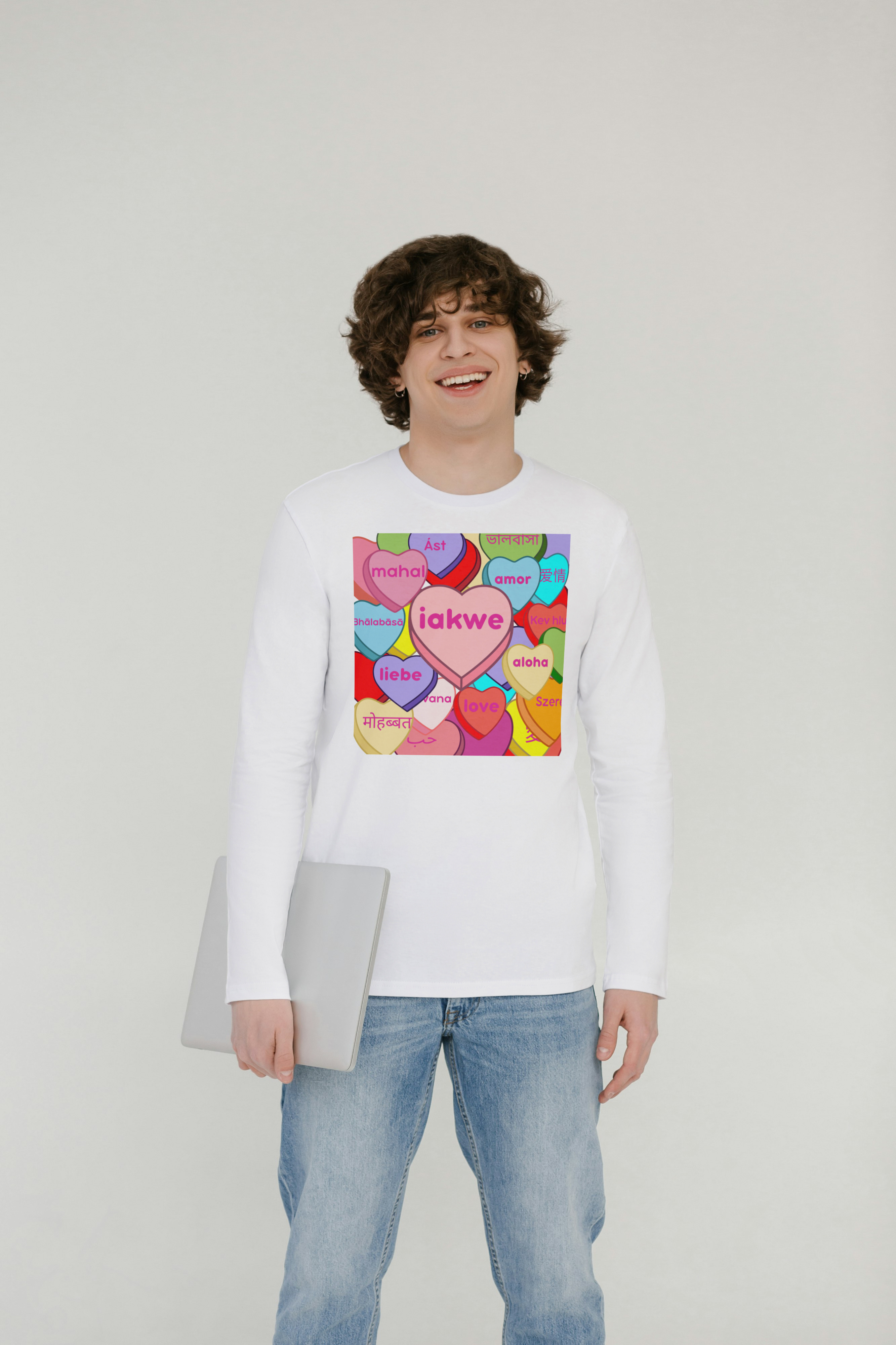 Unisex Adult Long Sleeve Candy Heart T-shirt product thumbnail image Unisex Adult Long Sleeve Candy Heart T-shirt product thumbnail image