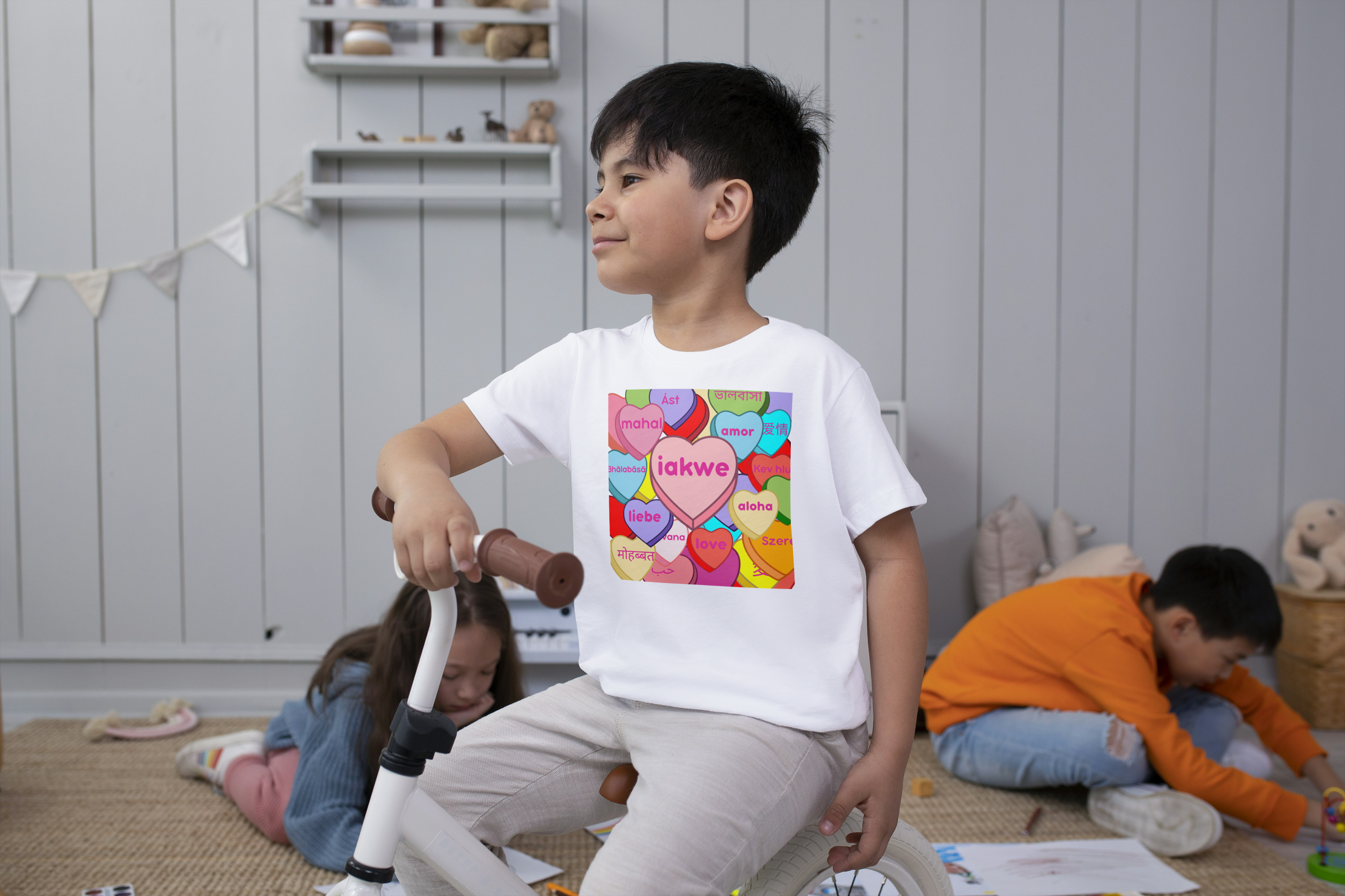 unisex Kids candy heart iakwe love t-shirt product thumbnail image unisex Kids candy heart iakwe love t-shirt product thumbnail image