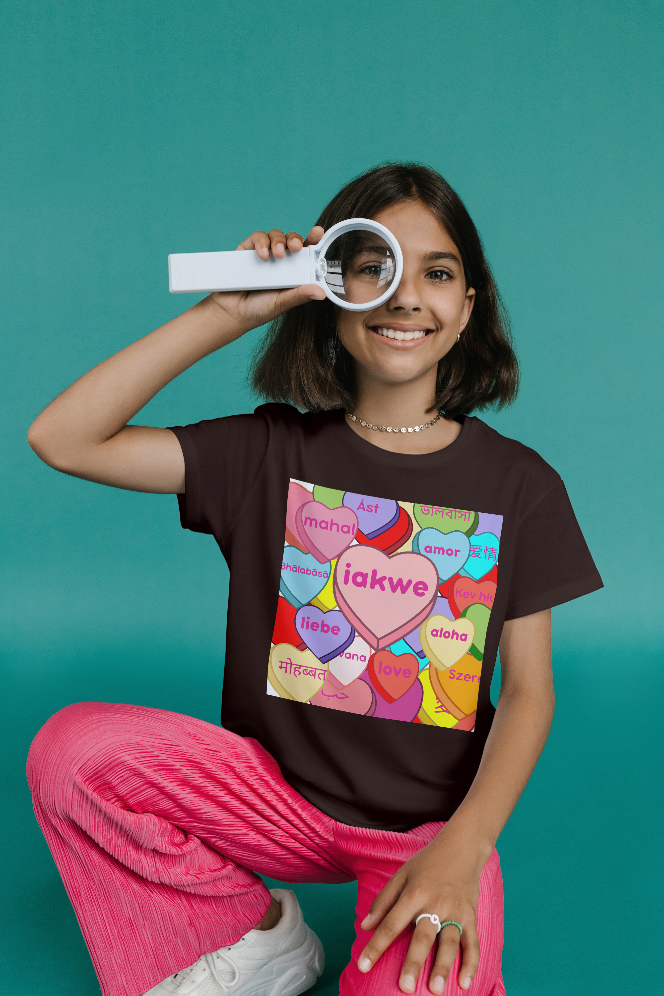 unisex Kids candy heart iakwe love t-shirt product thumbnail image unisex Kids candy heart iakwe love t-shirt product thumbnail image