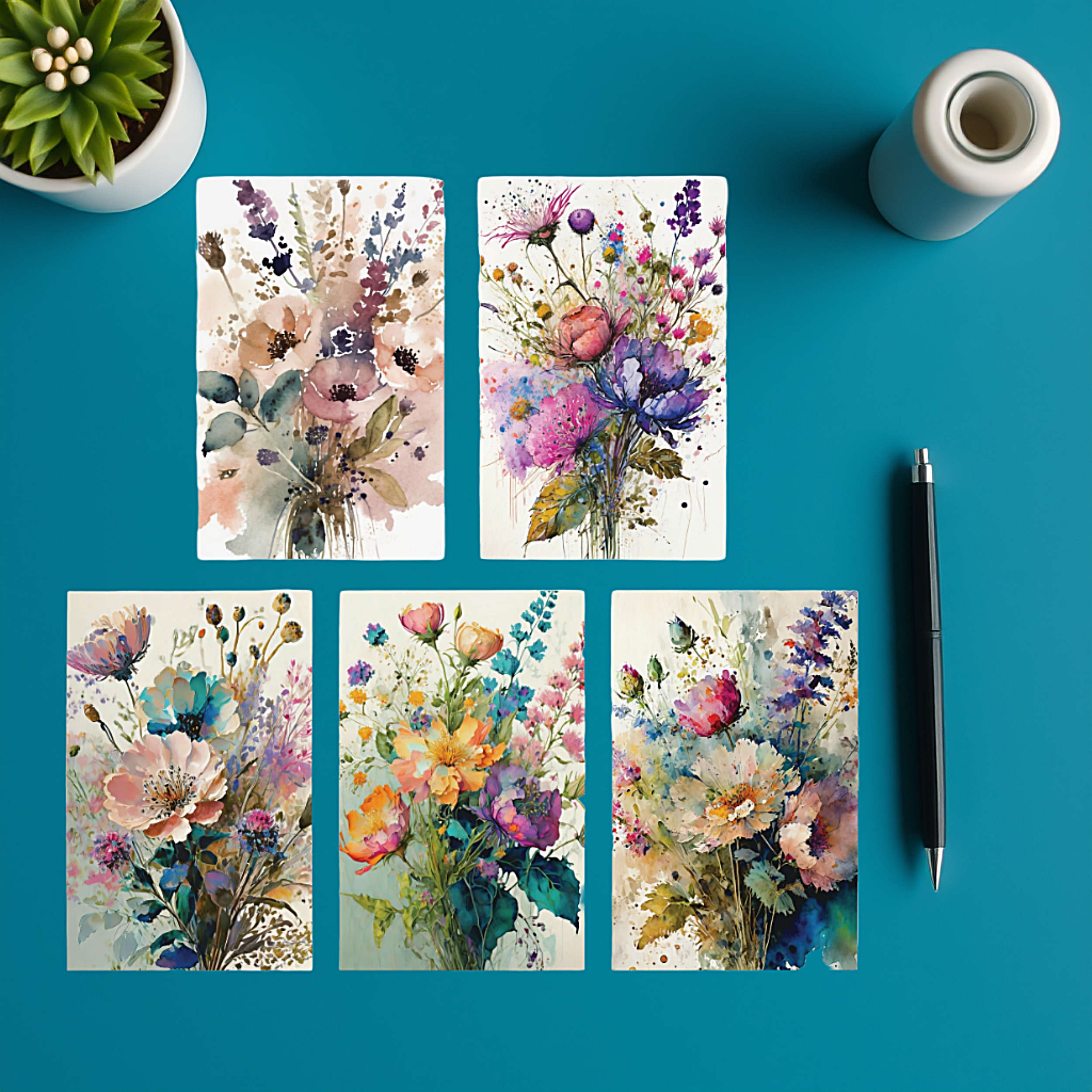 Watercolor floral blank notecards product thumbnail image Watercolor floral blank notecards product thumbnail image
