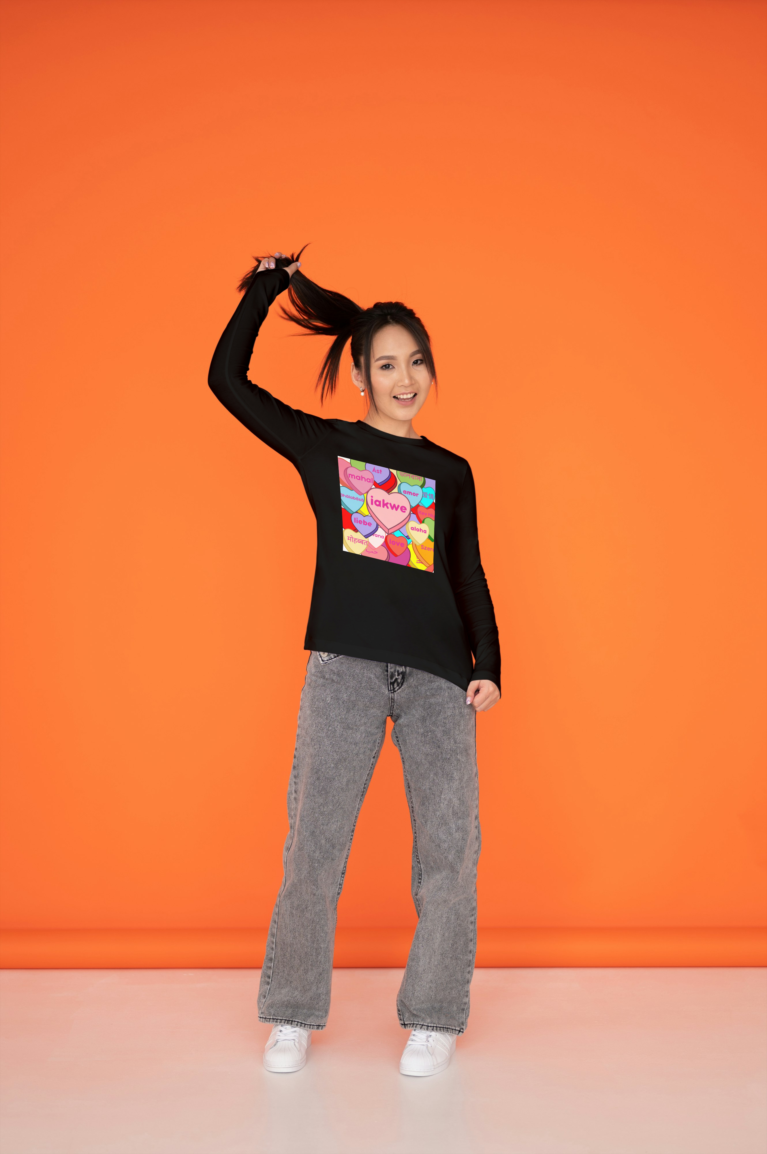 Unisex Adult Long Sleeve Candy Heart T-shirt product thumbnail image Unisex Adult Long Sleeve Candy Heart T-shirt product thumbnail image