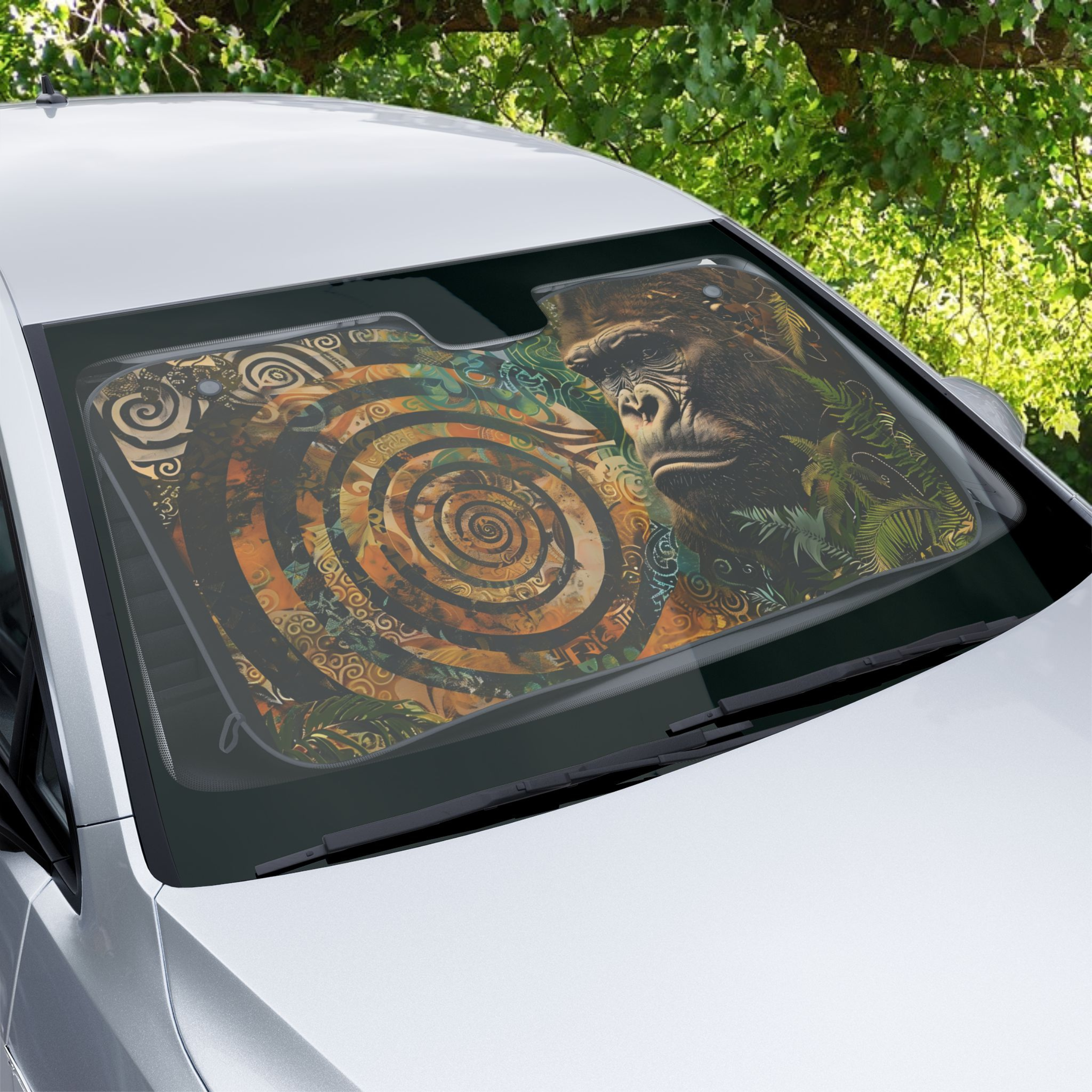 King Kong in Jungle Car Sun Shade King Kong in Jungle Car Sun Shade