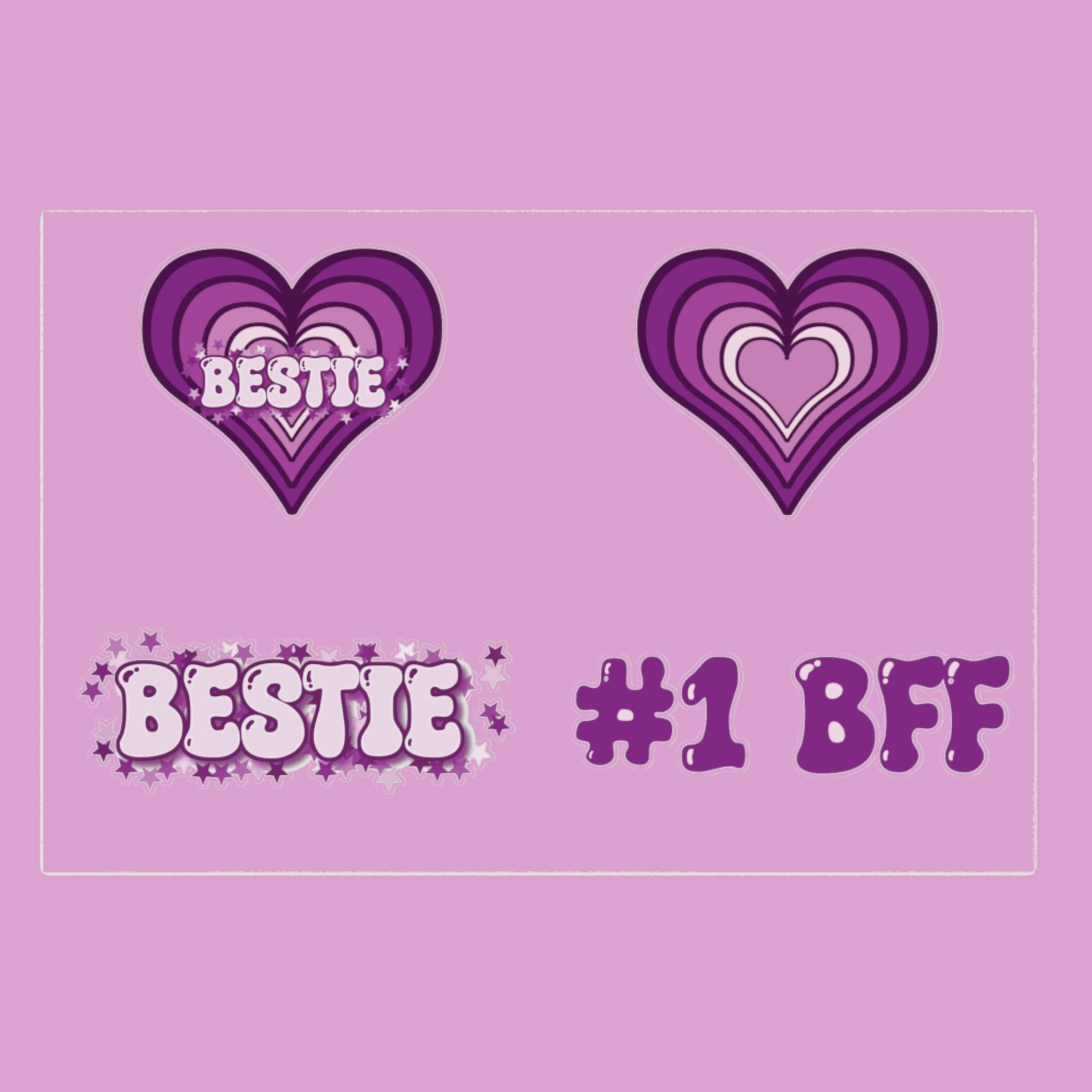 Grape Candy Purple Bestie Heart Sticker Sheet Grape Candy Purple Bestie Heart Sticker Sheet