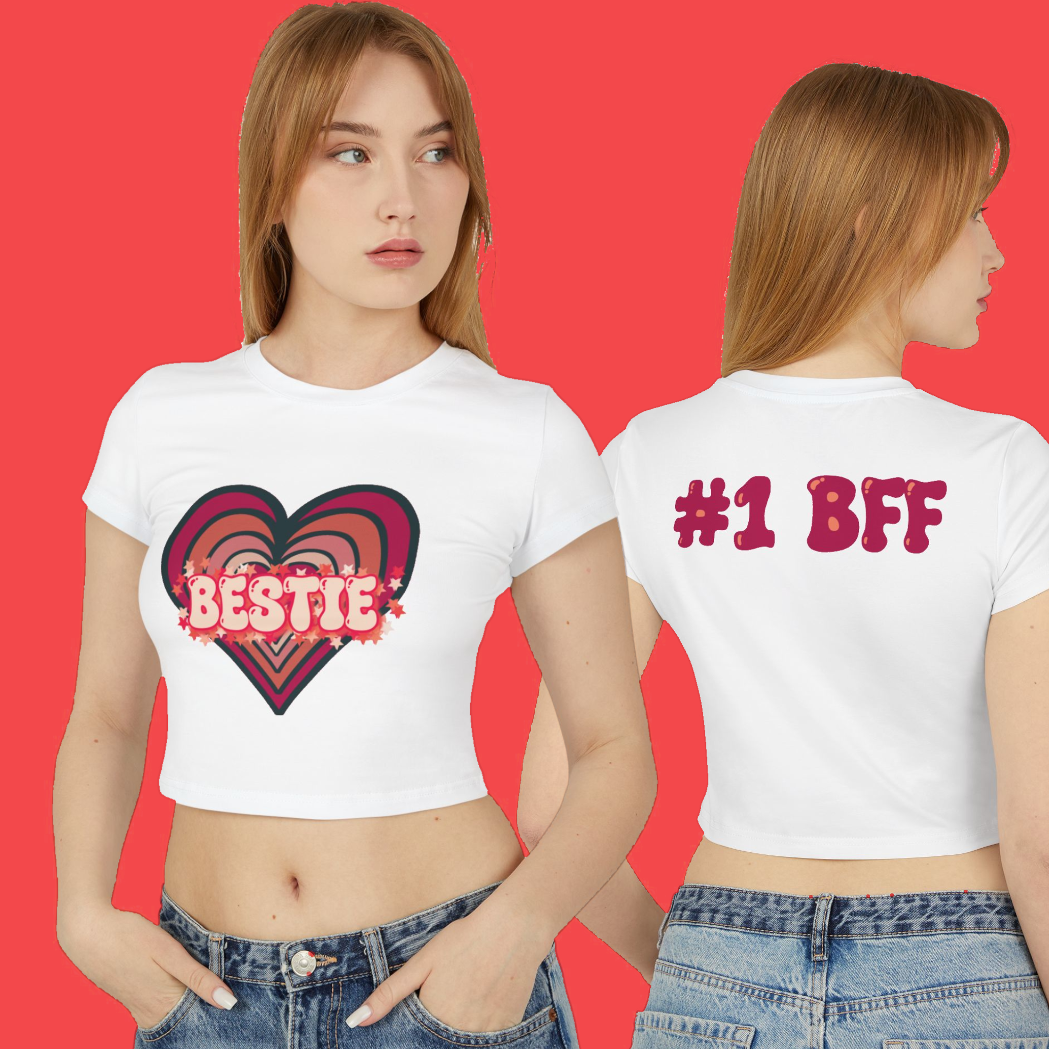 Retro Pink Bestie Organic Cotton Baby Tee Retro Pink Bestie Organic Cotton Baby Tee