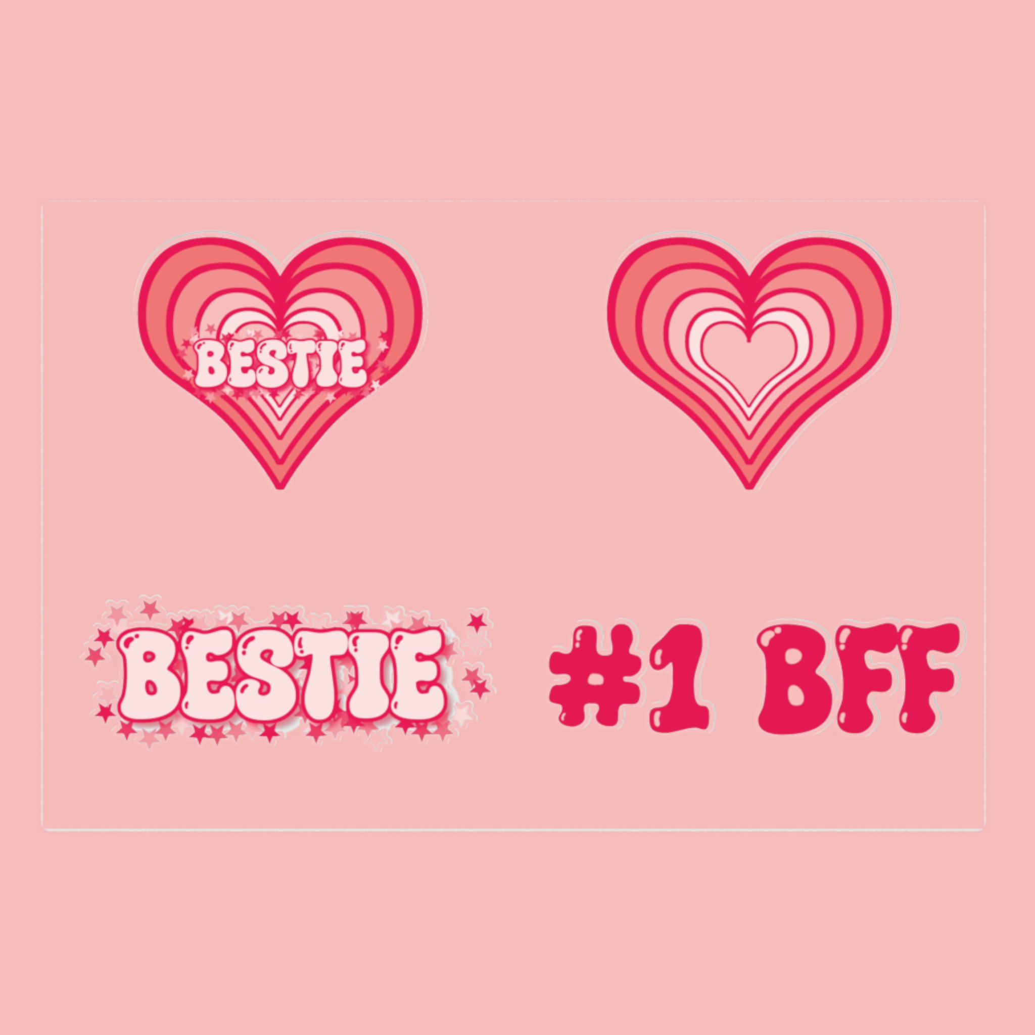 Strawberry Milk Pink Bestie Heart Sticker Sheet Strawberry Milk Pink Bestie Heart Sticker Sheet