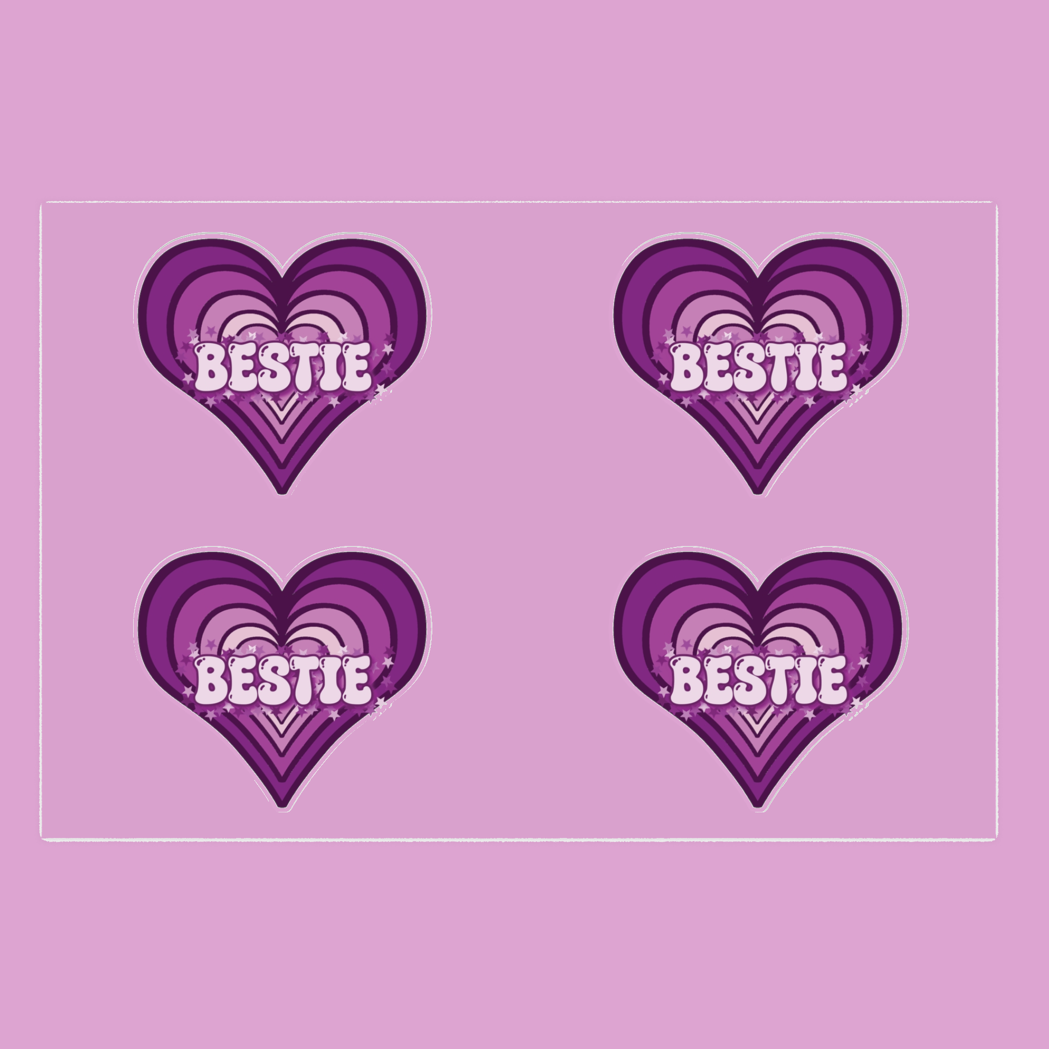 Bestie Grape Candy Purple Heart Sticker Sheet Bestie Grape Candy Purple Heart Sticker Sheet