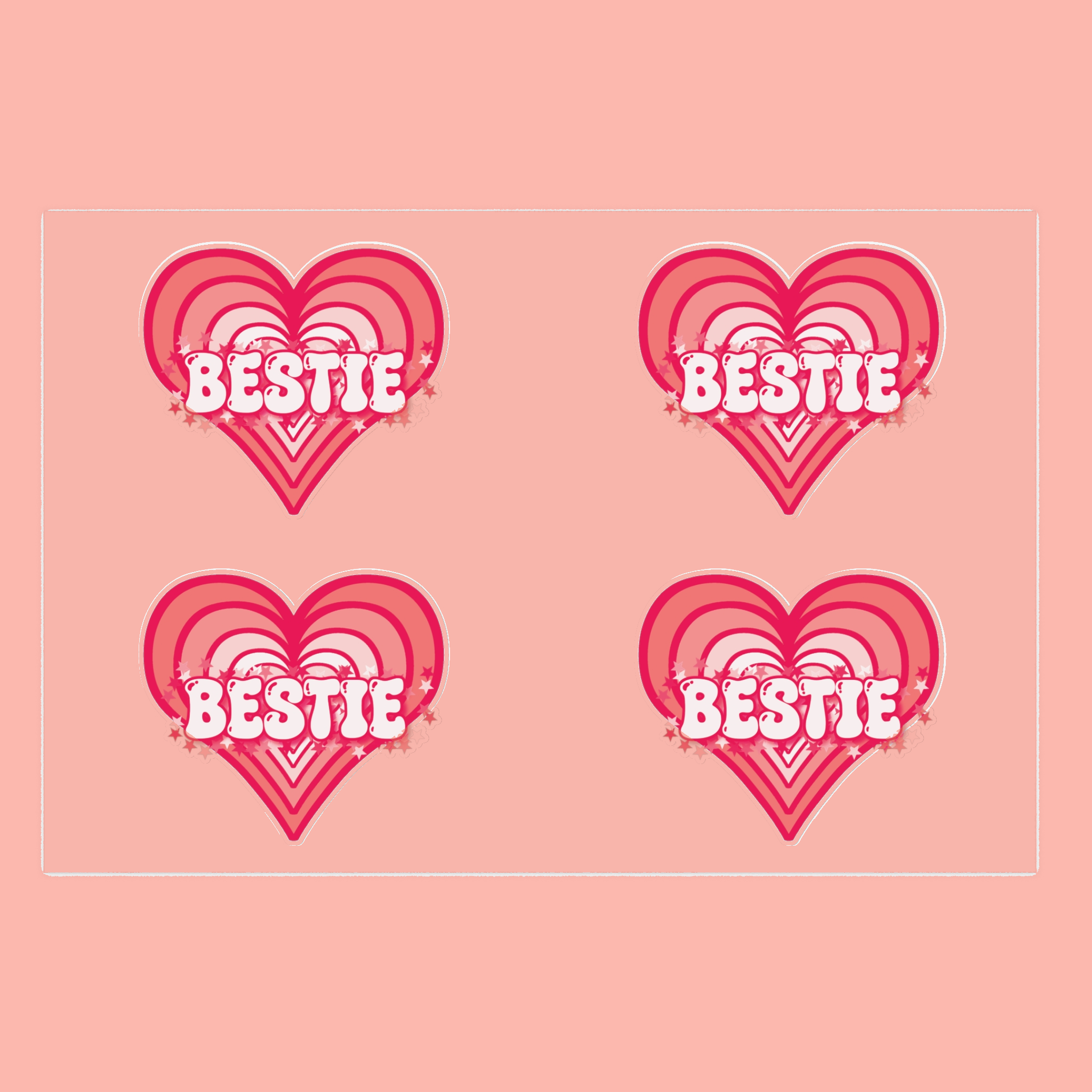 Bestie Strawberry Milk Pink Hearts Sticker Sheet Bestie Strawberry Milk Pink Hearts Sticker Sheet