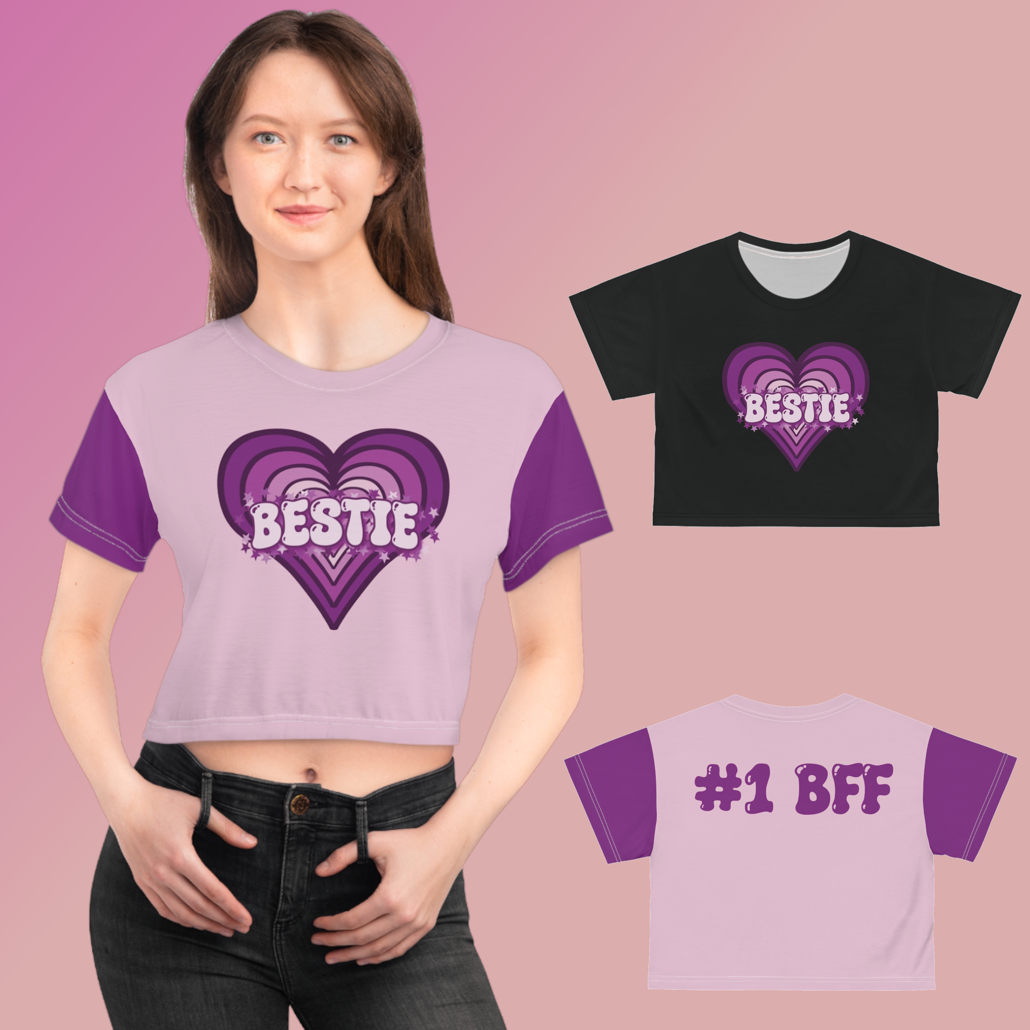 Grape Candy Purple Bestie Heart Crop Top Grape Candy Purple Bestie Heart Crop Top