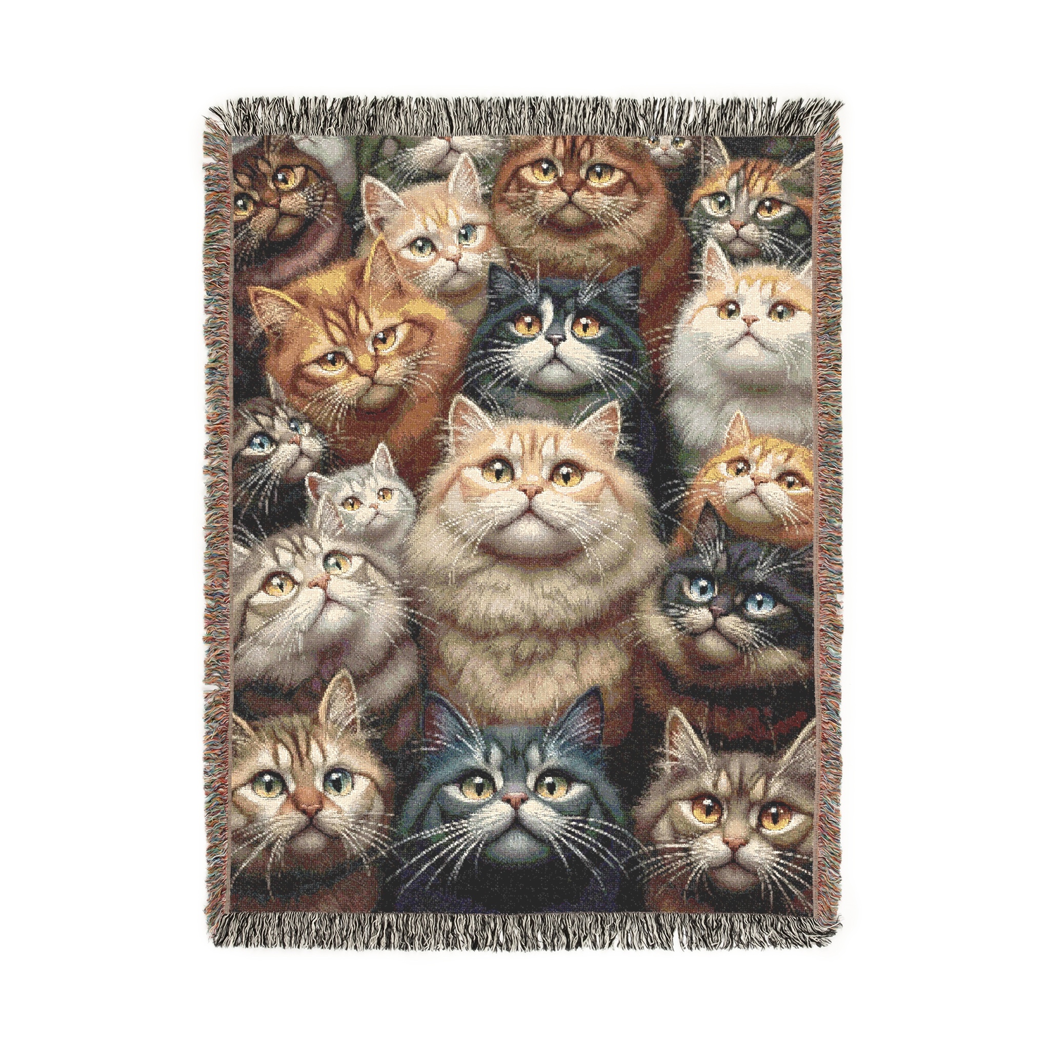 Woven Throw Blanket - Crazy Cat Lady Kitty Lover Chonky Cats Art product thumbnail image