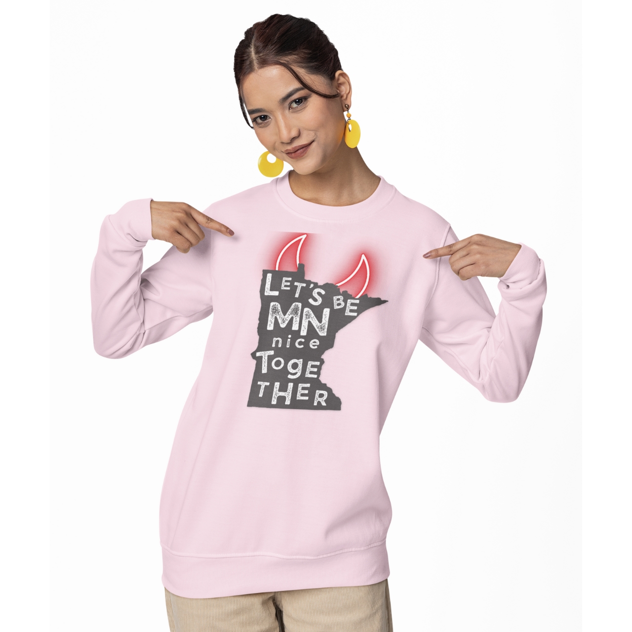 Minnesota Nice Devil Horns Sweatshirt, Cute Midwest Gift, Cozy Unisex Jumper, Funny MN Apparel, Unique State Graphic Tee product thumbnail image Minnesota Nice Devil Horns Sweatshirt, Cute Midwest Gift, Cozy Unisex Jumper, Funny MN Apparel, Unique State Graphic Tee product thumbnail image
