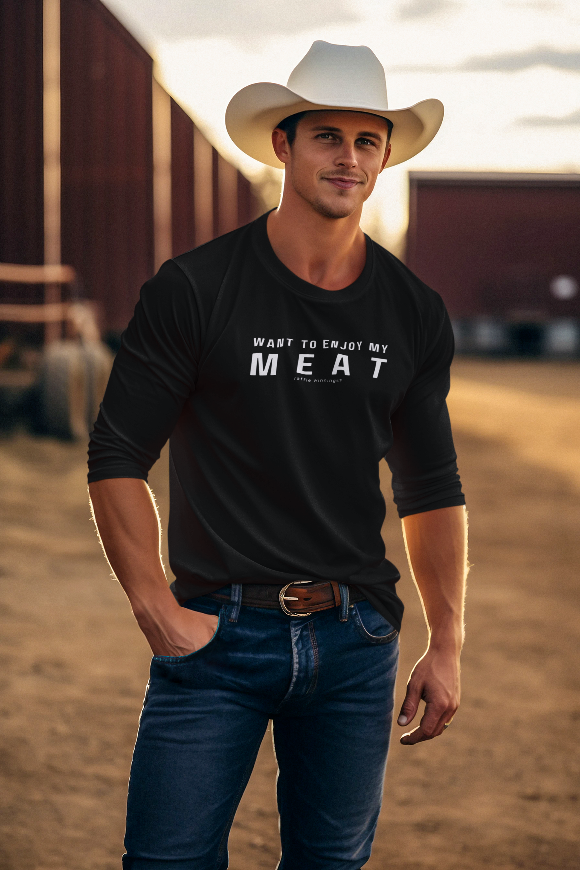 Meat Raffle Winner Unisex Tee, Funny Meat Lover Shirt, Long Sleeve Cotton Top, Gift for Foodie, Meat Raffle Fundraiser Prize product thumbnail image Meat Raffle Winner Unisex Tee, Funny Meat Lover Shirt, Long Sleeve Cotton Top, Gift for Foodie, Meat Raffle Fundraiser Prize product thumbnail image