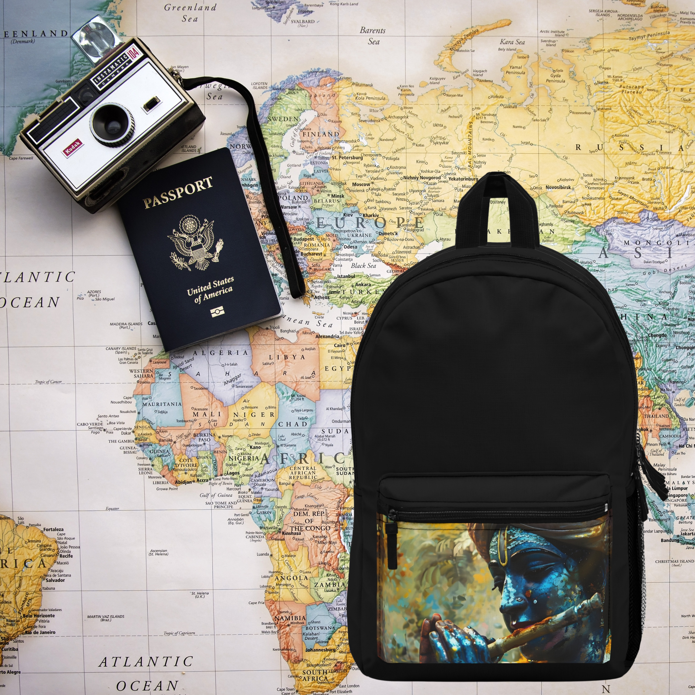 Arjuna Hindu Warrior Playing Flute Backpack product thumbnail image Arjuna Hindu Warrior Playing Flute Backpack product thumbnail image