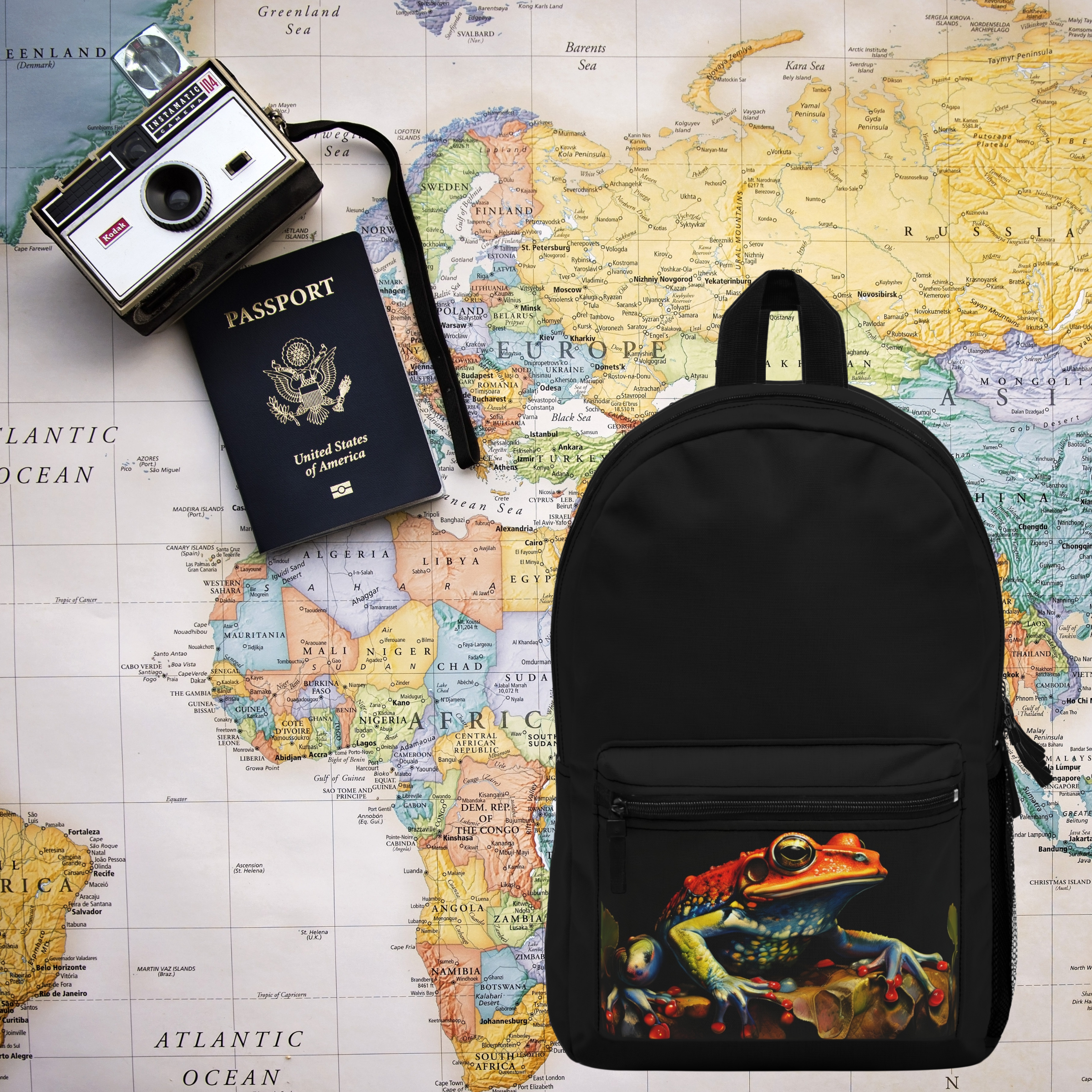 Artistic Frog Oil Painting Backpack