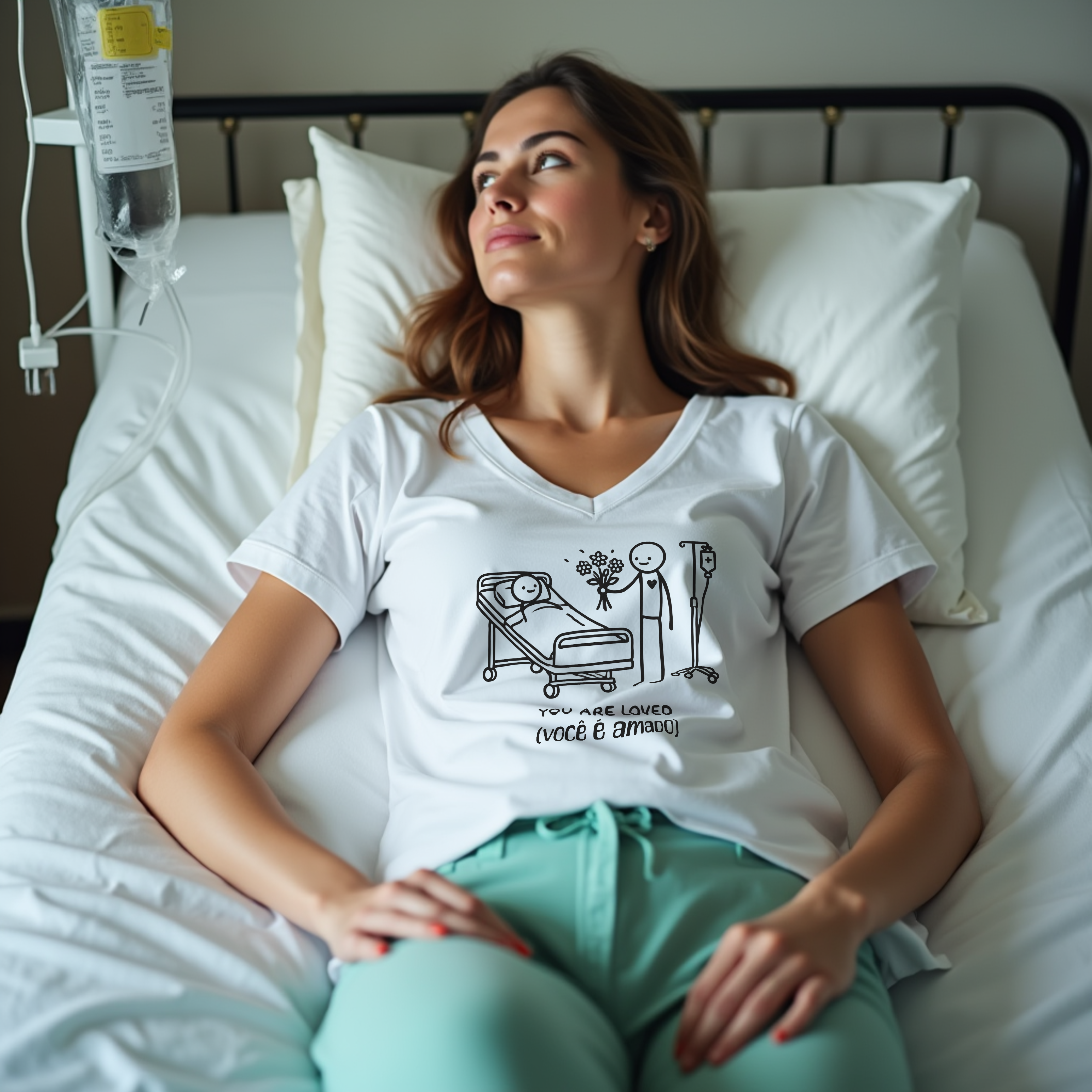 You Are Loved" Chemotherapy Support T-Shirt – Comfortable Hospital Wear product thumbnail image You Are Loved" Chemotherapy Support T-Shirt – Comfortable Hospital Wear product thumbnail image