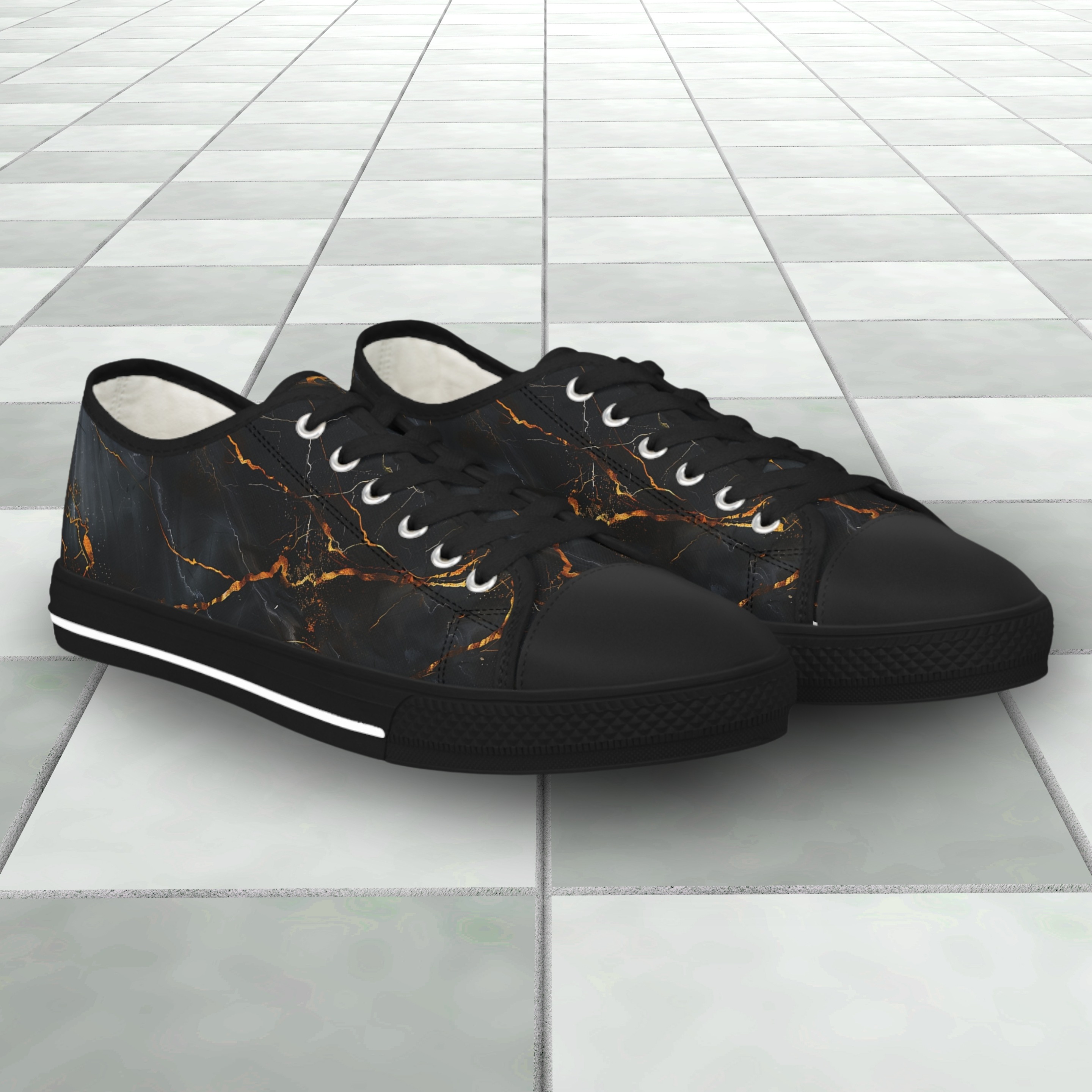 Men's Low Top Black Marble Sneakers product thumbnail image Men's Low Top Black Marble Sneakers product thumbnail image