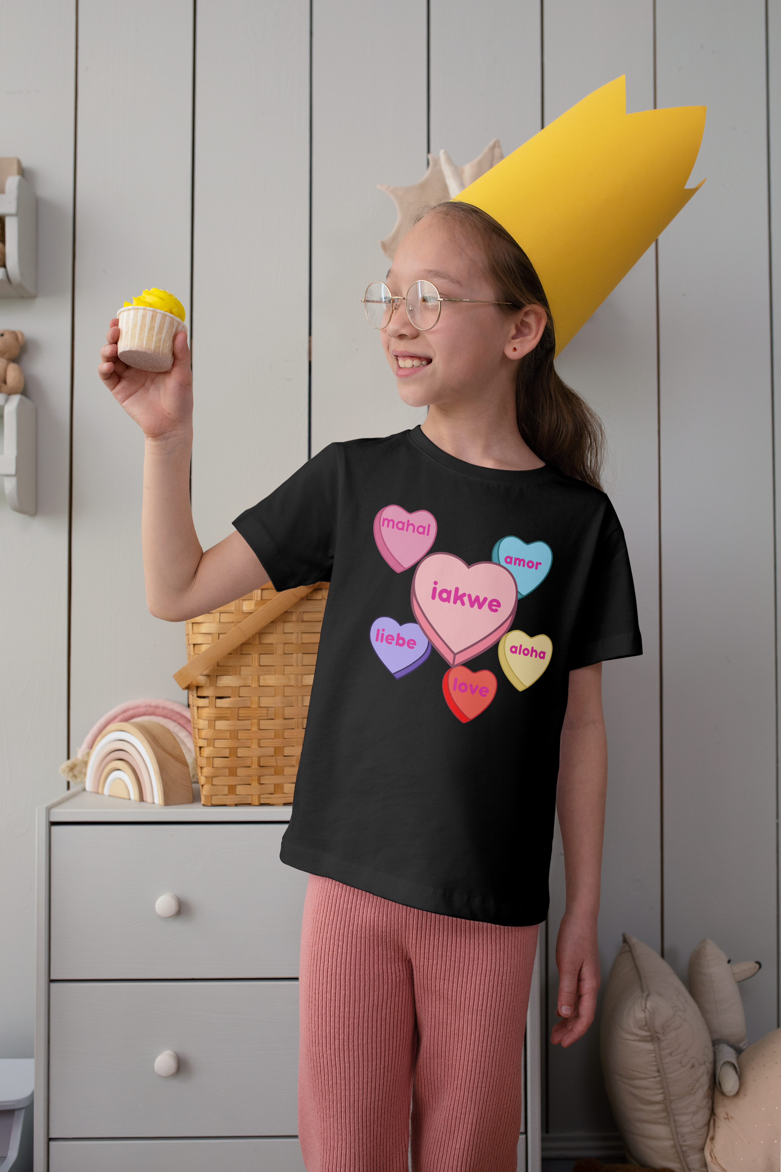 Nostalgic Kids unisex candy hearts iakwe love t-shirt product thumbnail image Nostalgic Kids unisex candy hearts iakwe love t-shirt product thumbnail image