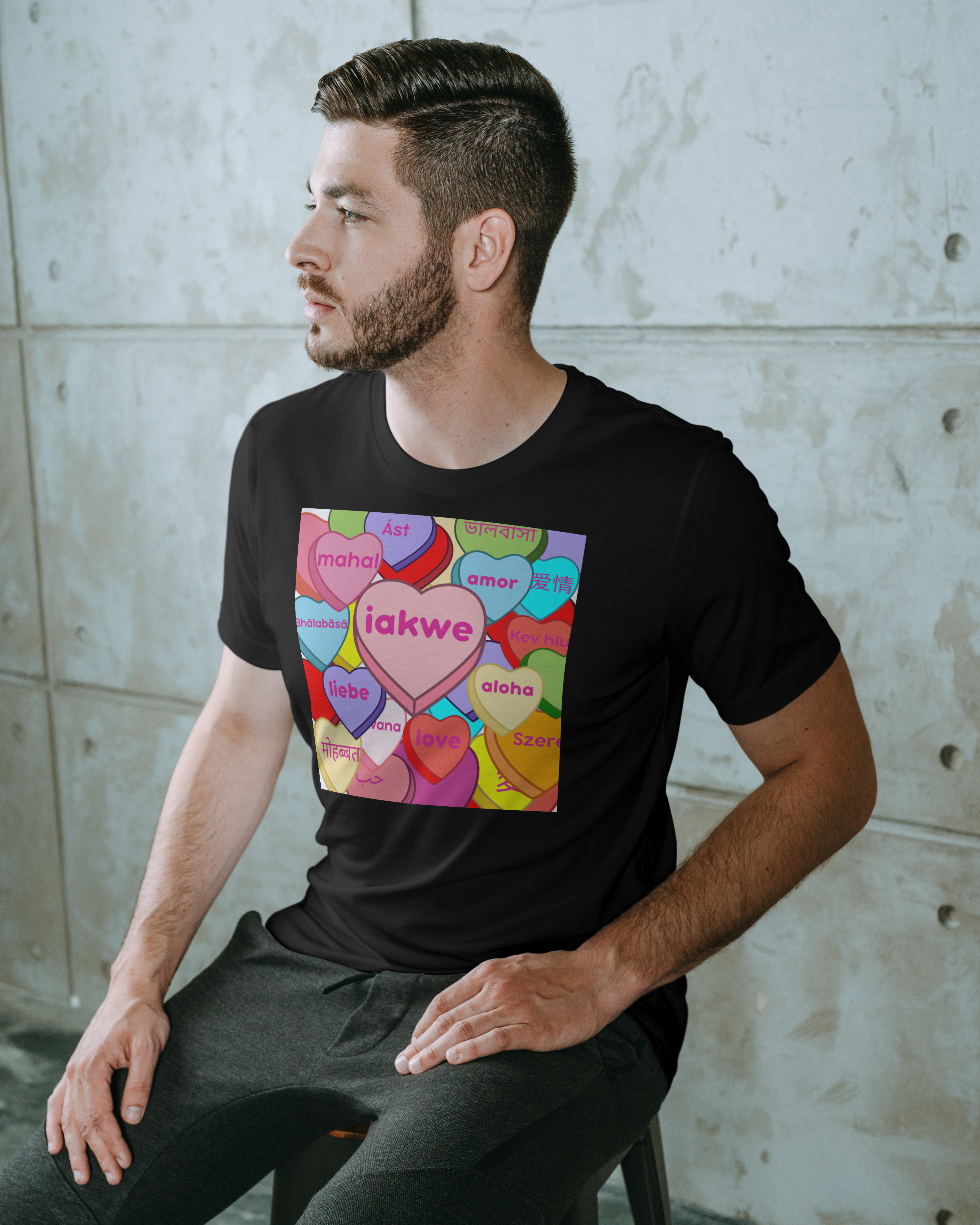 Candy hearts iakwe love Tee unisex product thumbnail image Candy hearts iakwe love Tee unisex product thumbnail image