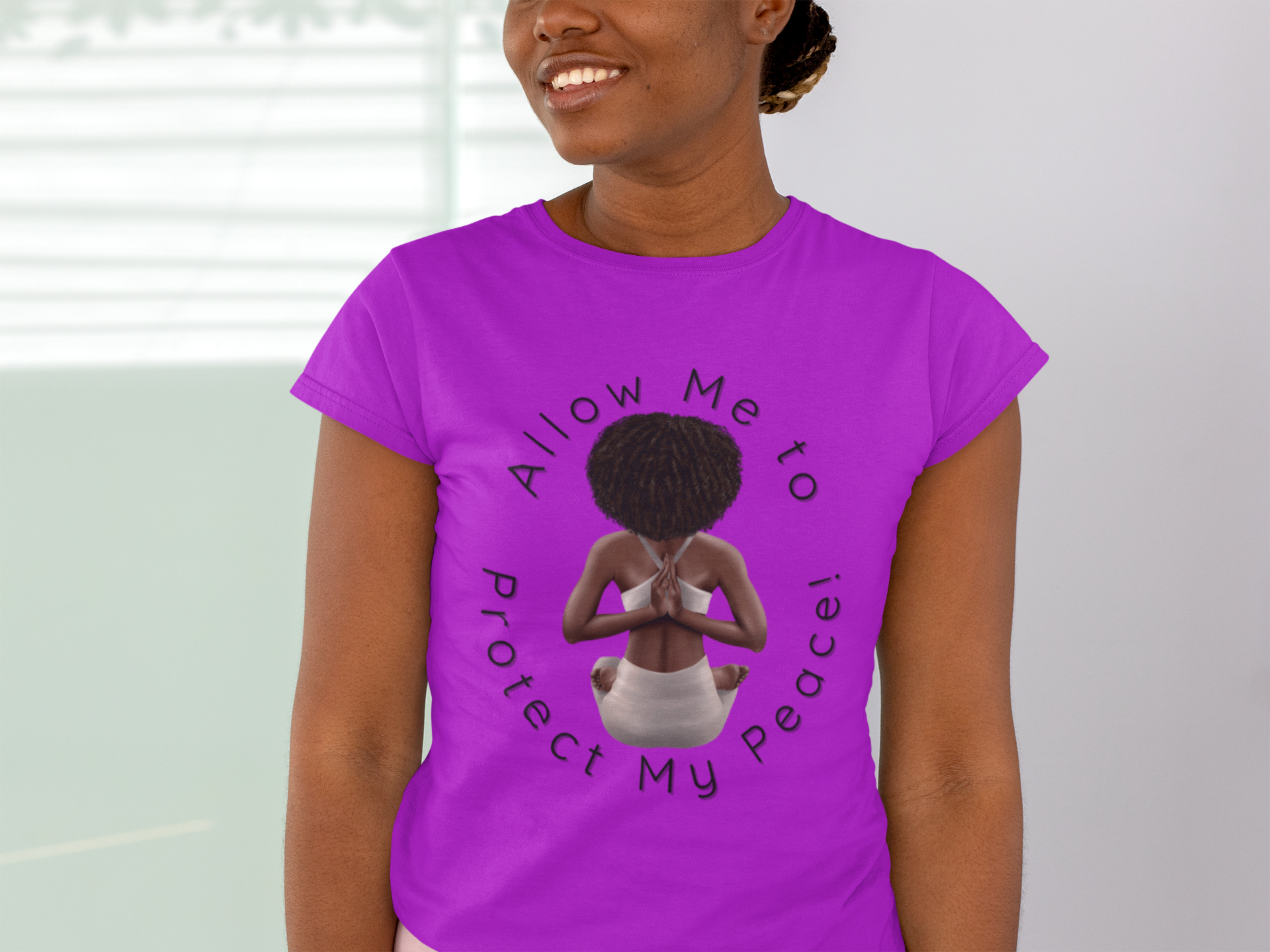 Protect My Peace Yoga Art - Afrocentric Serenity T-Shirt, Black History Month Shirts, T-Shirt Gift for Black Women, Gift for Yoga Enthusiast   product thumbnail image