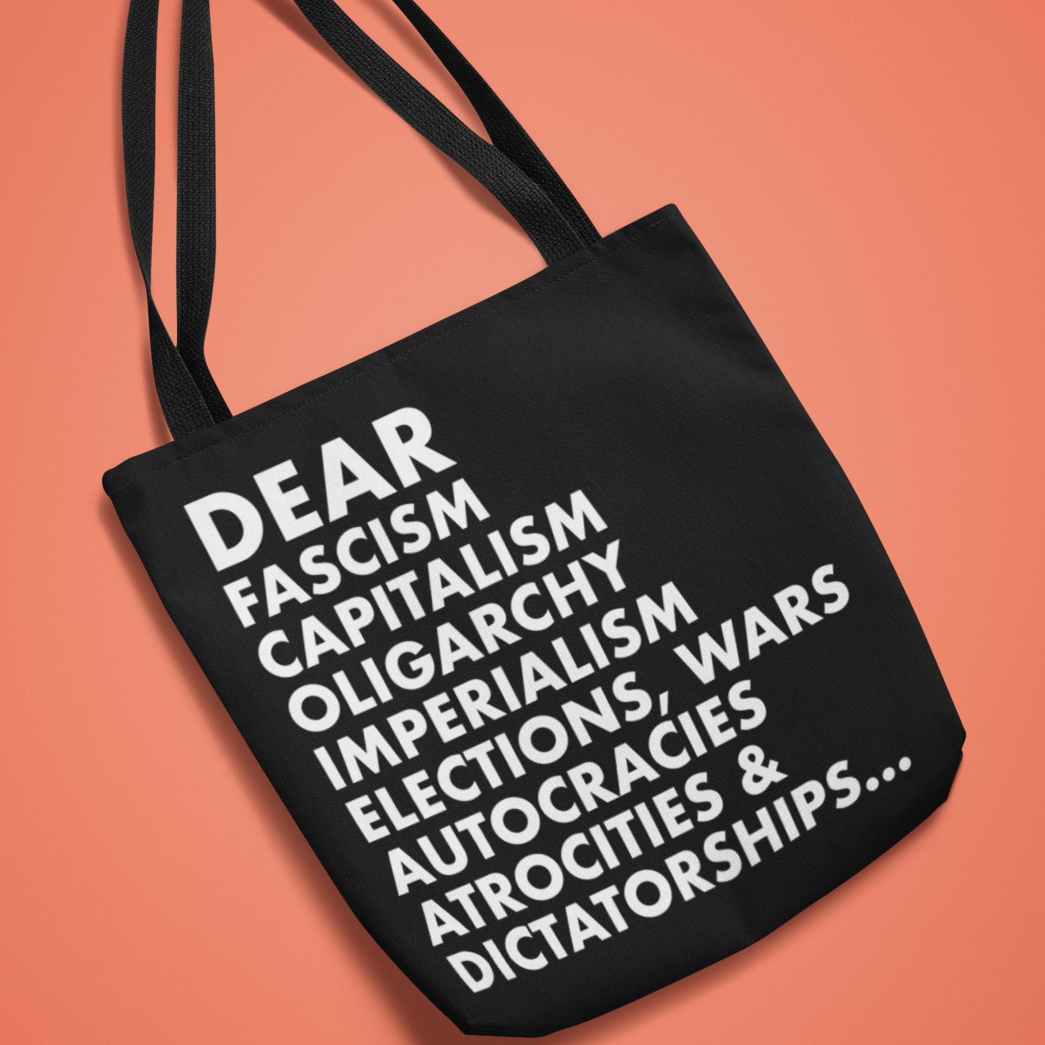Your Faithful Reader 2025 Dear Capitalism Black Canvas Tote Bag, 5-Color Straps product thumbnail image Your Faithful Reader 2025 Dear Capitalism Black Canvas Tote Bag, 5-Color Straps product thumbnail image