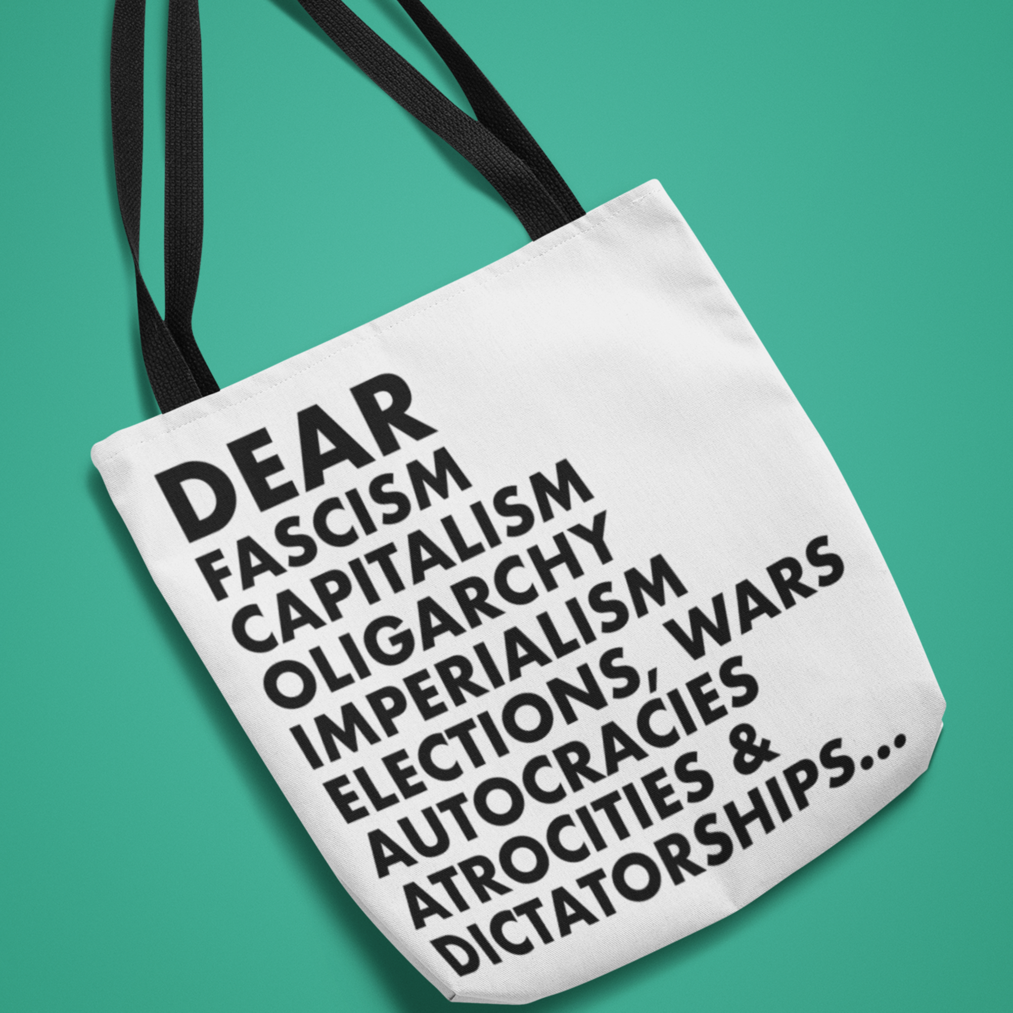 Your Faithful Reader 2025 Dear Capitalism White Canvas Tote Bag, 5-Color Straps Your Faithful Reader 2025 Dear Capitalism White Canvas Tote Bag, 5-Color Straps