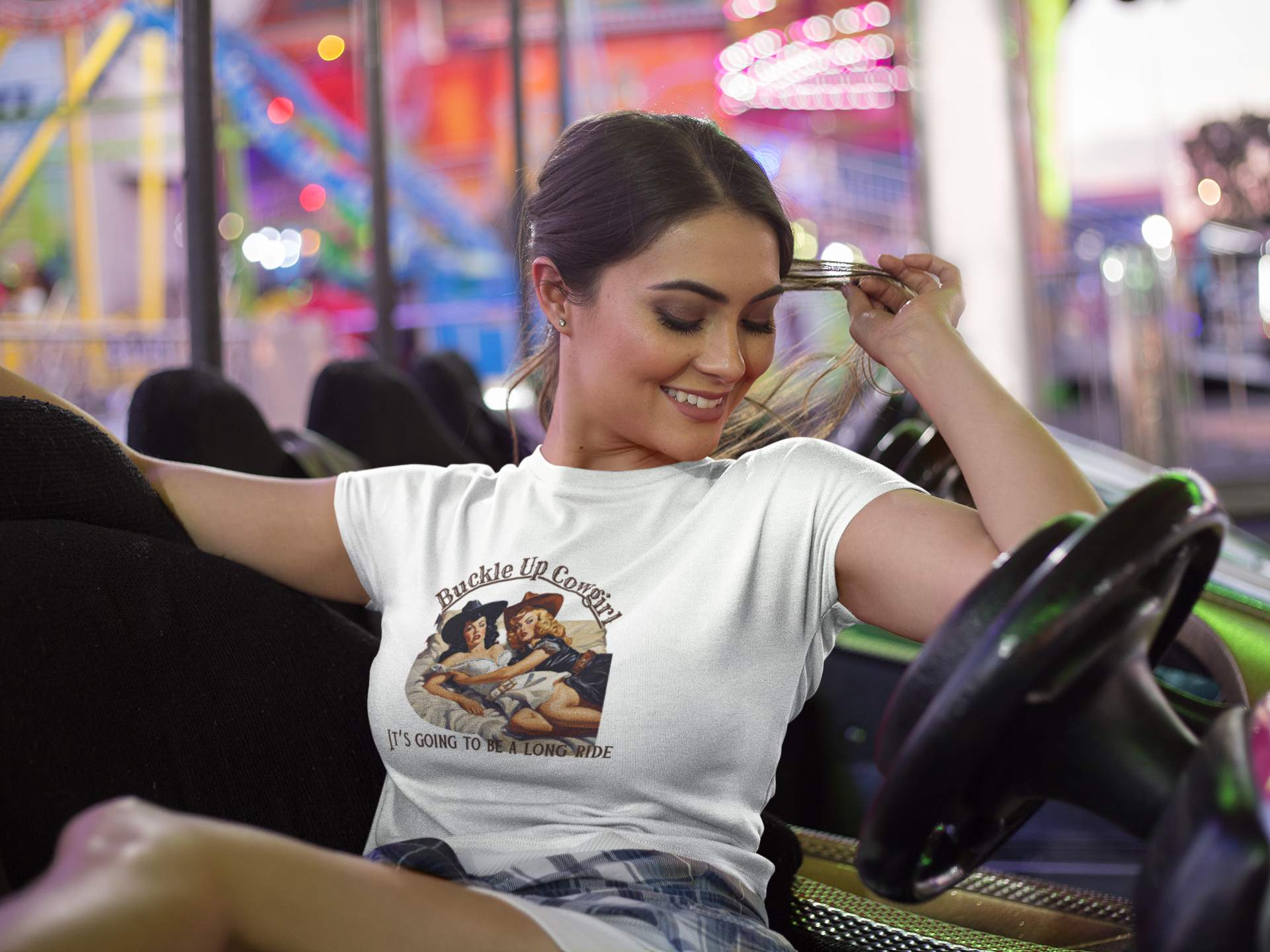 Buckle Up, Cowgirl - Lesbian Pride Crop Tee Buckle Up, Cowgirl - Lesbian Pride Crop Tee