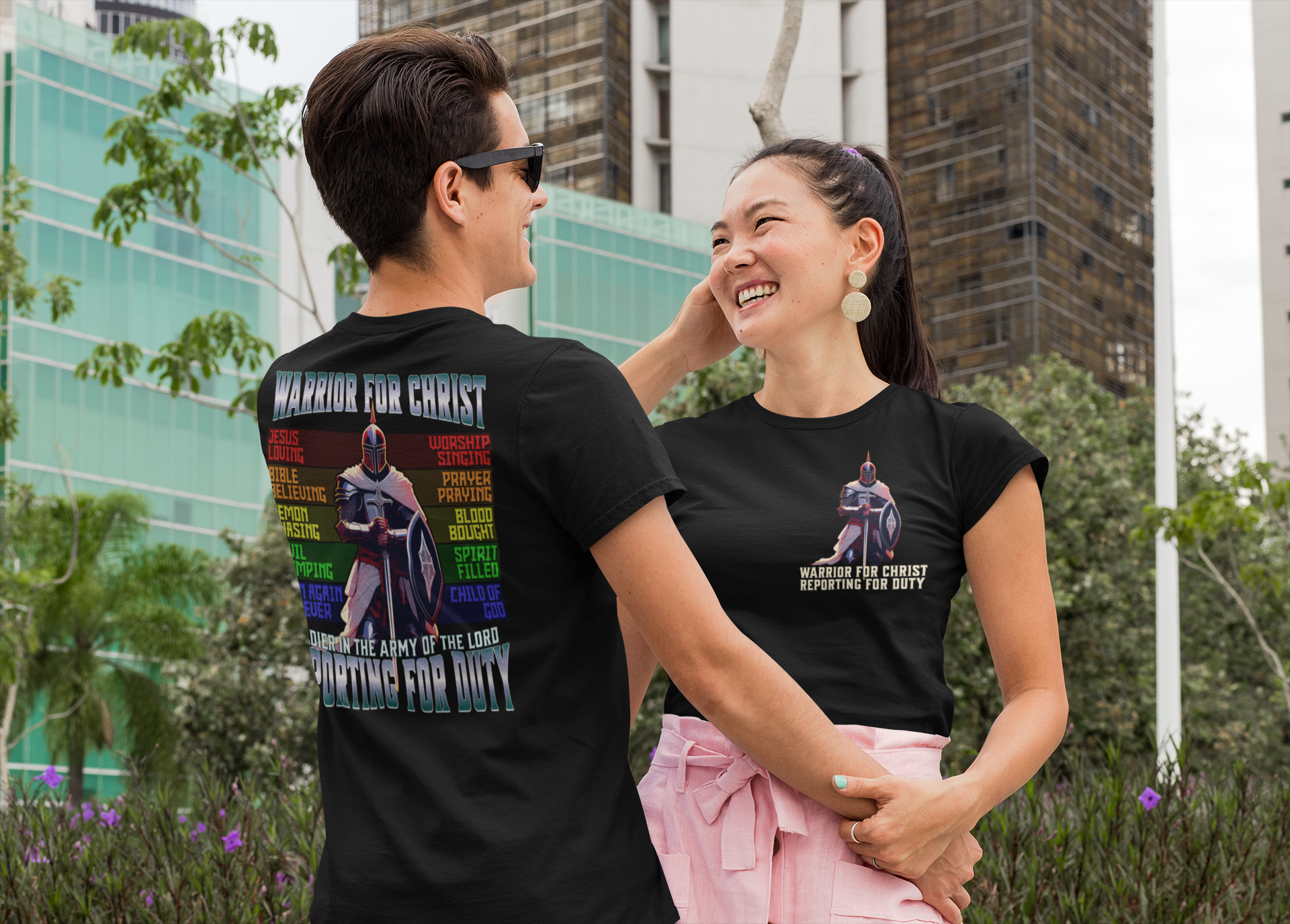 #WFCRFD - Warrior For Christ Reporting For Duty - Ephesians 6 - Templar Knight Kneeling Front/Back - Dark Shirt - Christian TShirt - Unisex Short Sleeve Jersey Shirt #WFCRFD - Warrior For Christ Reporting For Duty - Ephesians 6 - Templar Knight Kneeling Front/Back - Dark Shirt - Christian TShirt - Unisex Short Sleeve Jersey Shirt