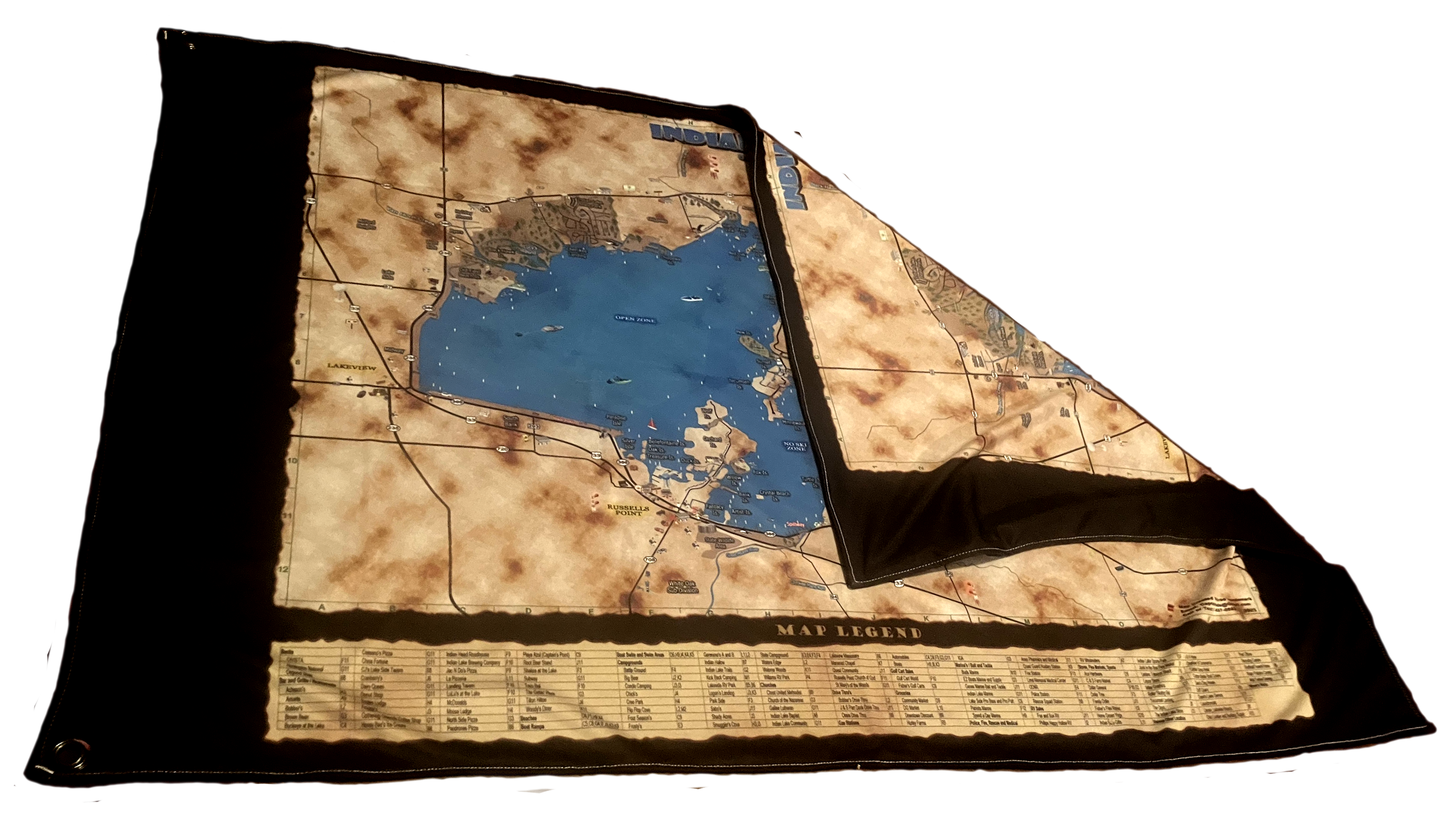 Indian Lake Map Flag - Double Sided Indian Lake Map Flag - Double Sided