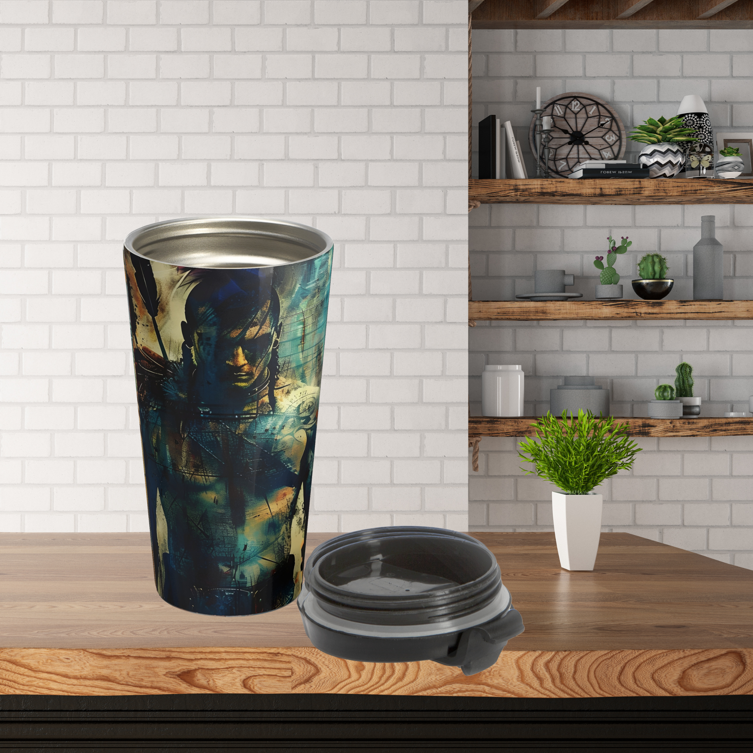Artistic Sioux Warrior Stained Steel Mug product thumbnail image Artistic Sioux Warrior Stained Steel Mug product thumbnail image