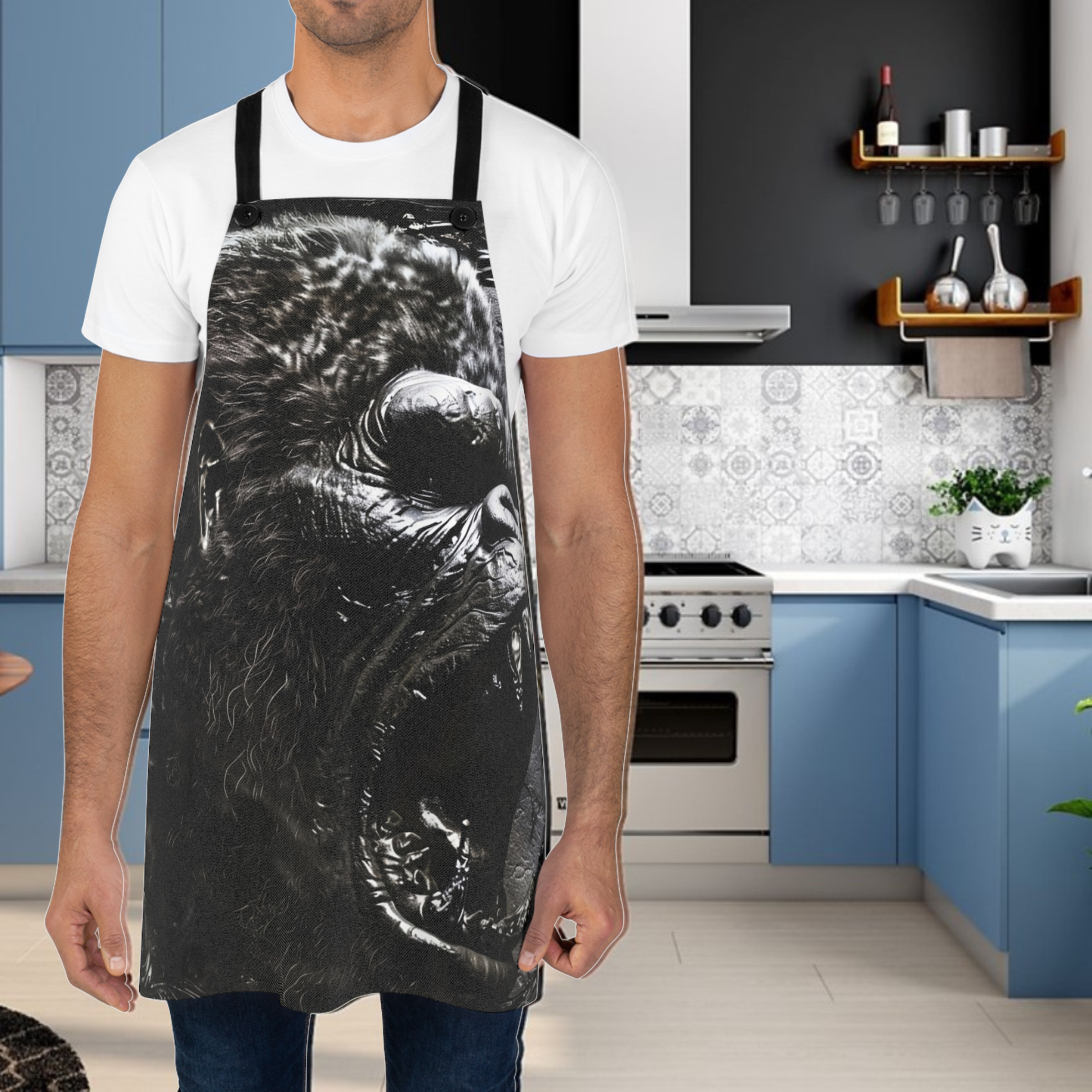 King Kong in the Jungle Kitchen Apron (AOP) product thumbnail image King Kong in the Jungle Kitchen Apron (AOP) product thumbnail image