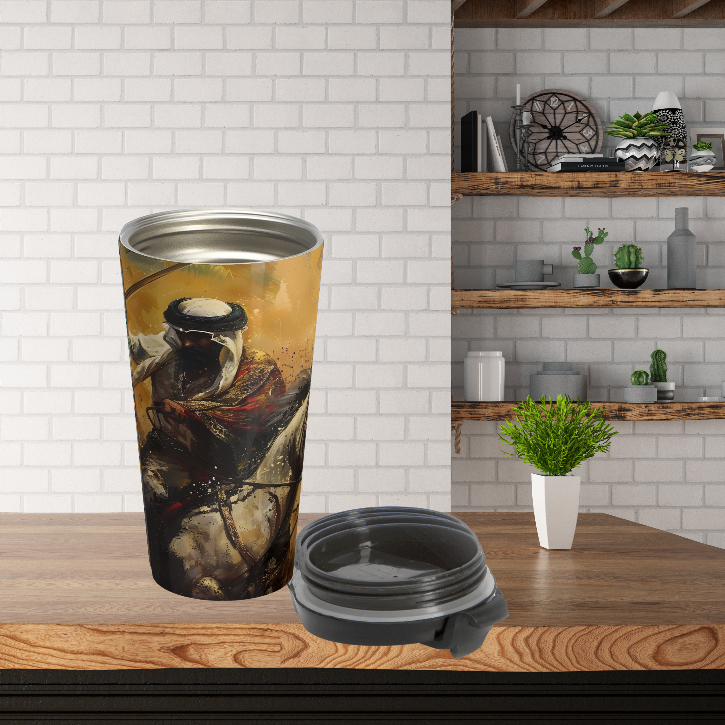 Arabian Warrior in Battle Stained Steel Mug Arabian Warrior in Battle Stained Steel Mug