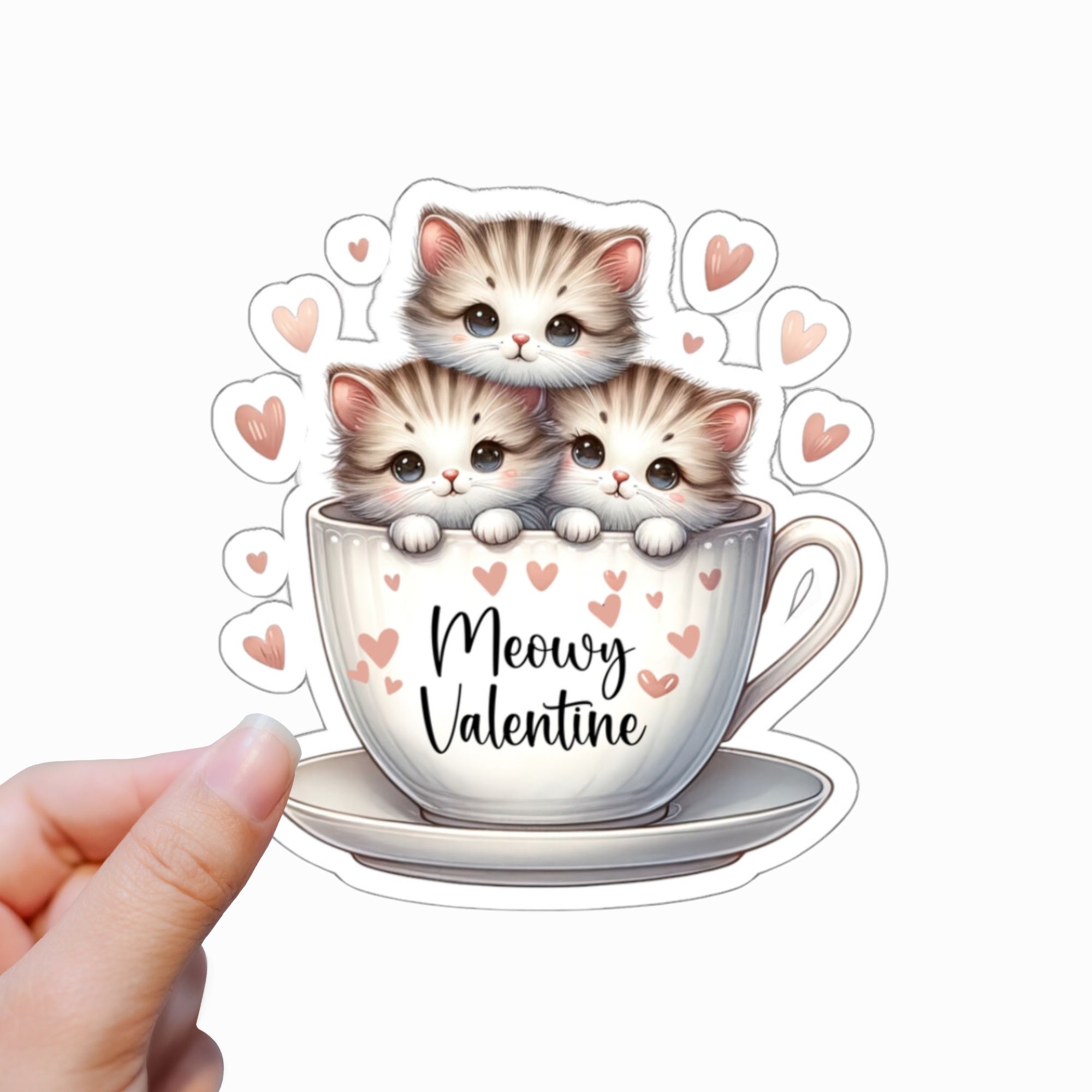 Meowy Valentine Kittens Sticker