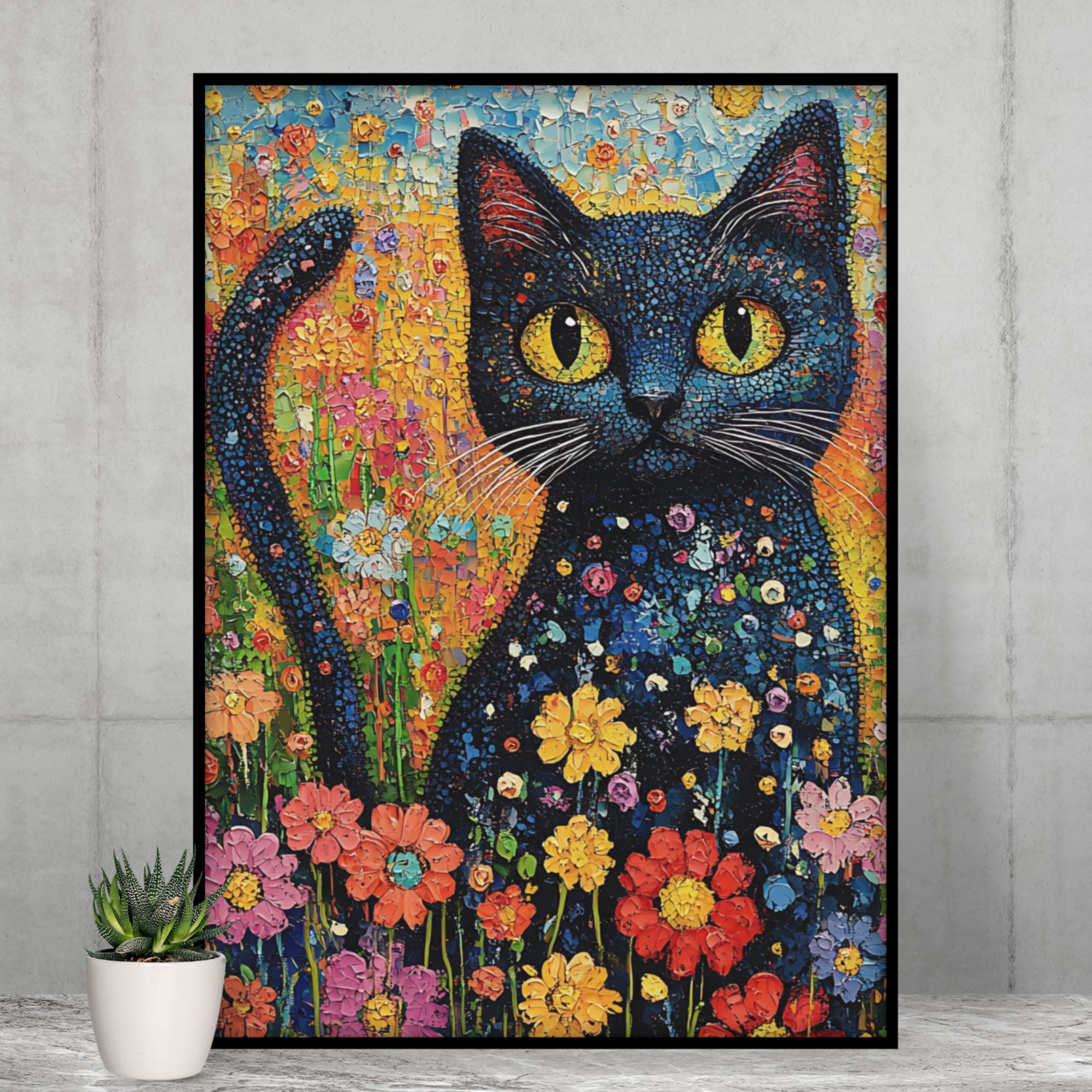 Flower Garden Black Cat Poster product thumbnail image Flower Garden Black Cat Poster product thumbnail image