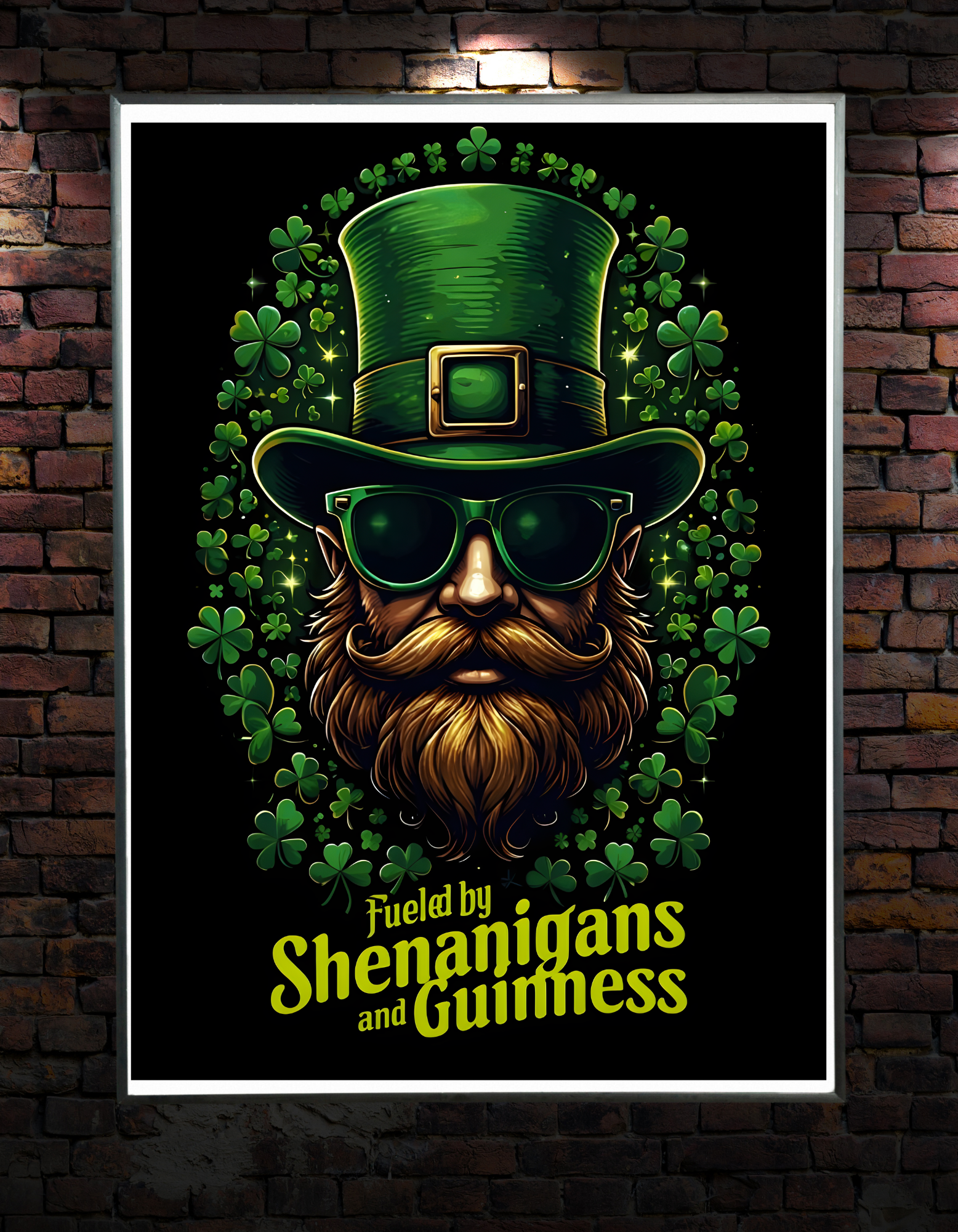 🔥 Fueled by Shenanigans &amp; Guinness – St. Patrick’s Day Leprechaun Poster | Irish Wall Ar