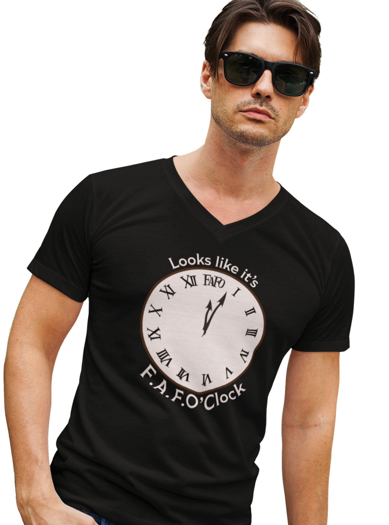 Men's V-Neck FAFO'Clock Tee product thumbnail image Men's V-Neck FAFO'Clock Tee product thumbnail image
