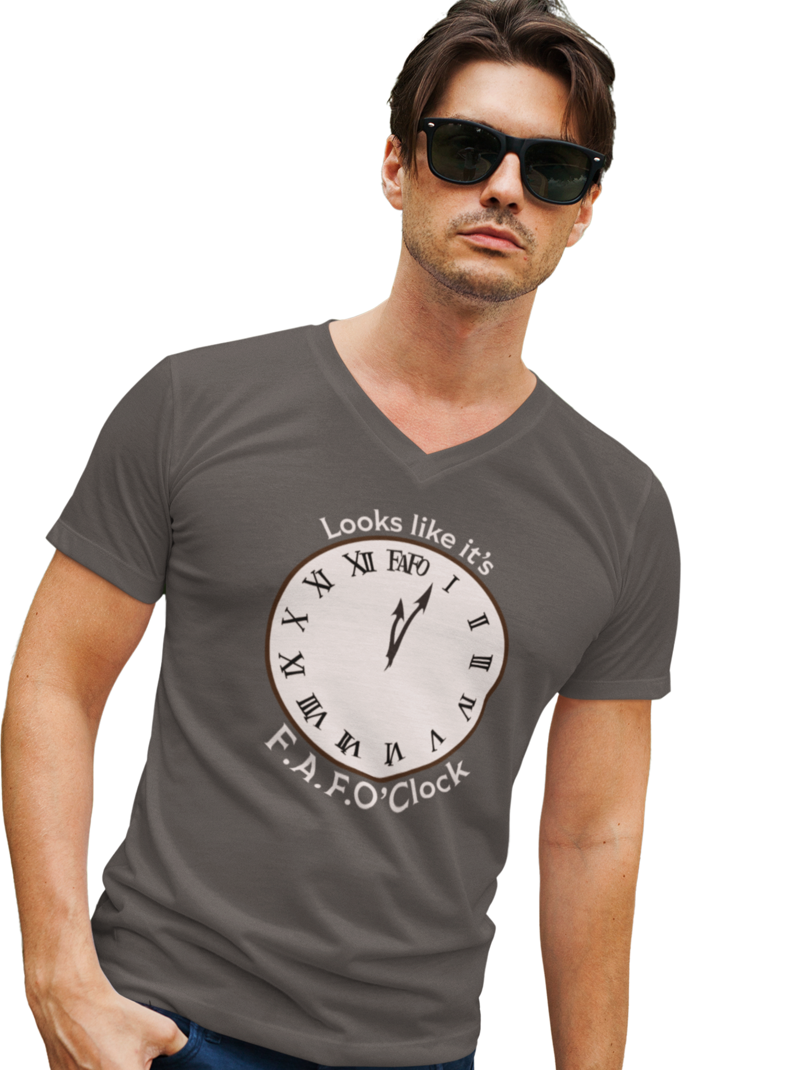 Men's V-Neck FAFO'Clock Tee product thumbnail image Men's V-Neck FAFO'Clock Tee product thumbnail image