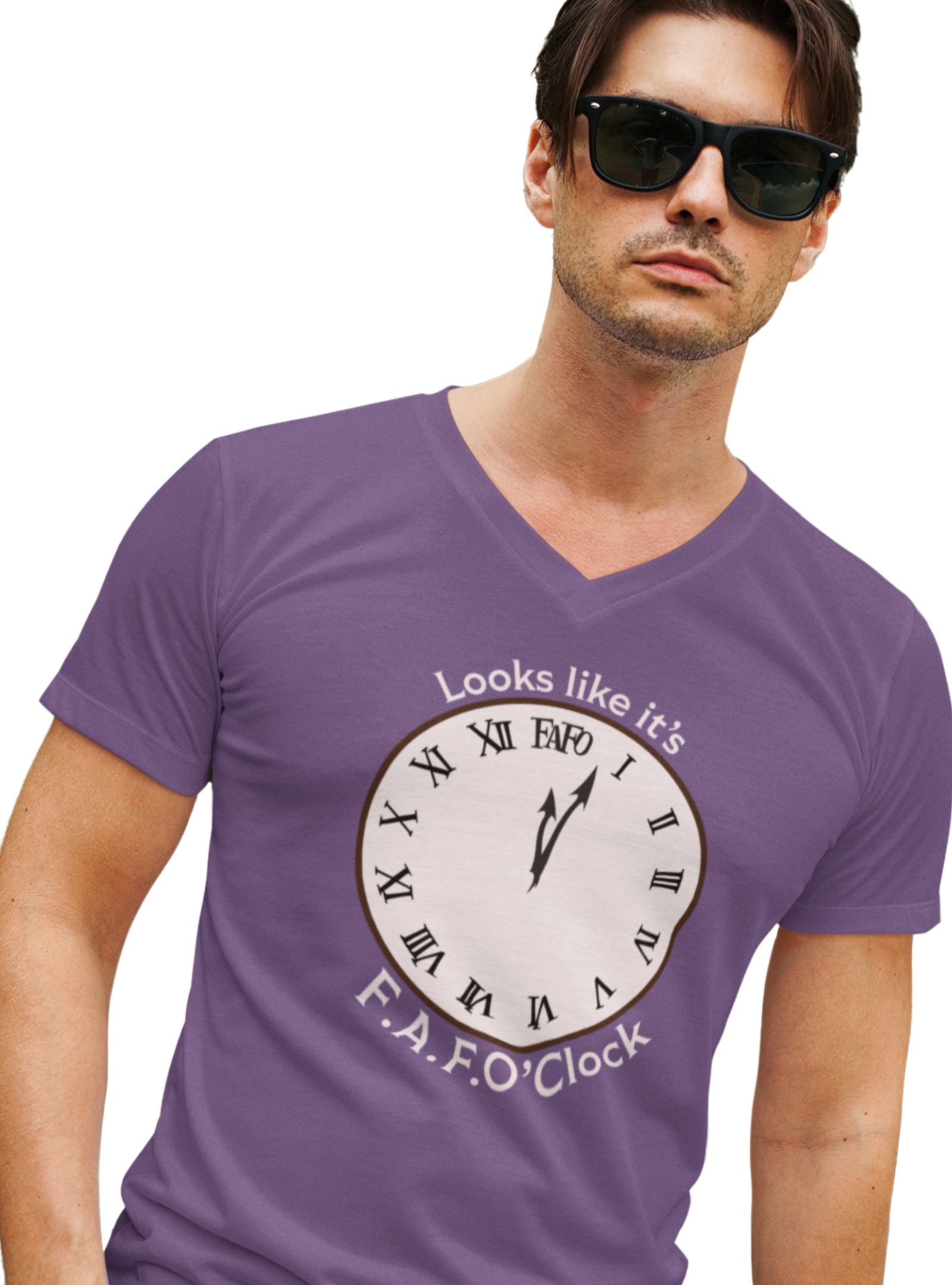 Men's V-Neck FAFO'Clock Tee product thumbnail image Men's V-Neck FAFO'Clock Tee product thumbnail image
