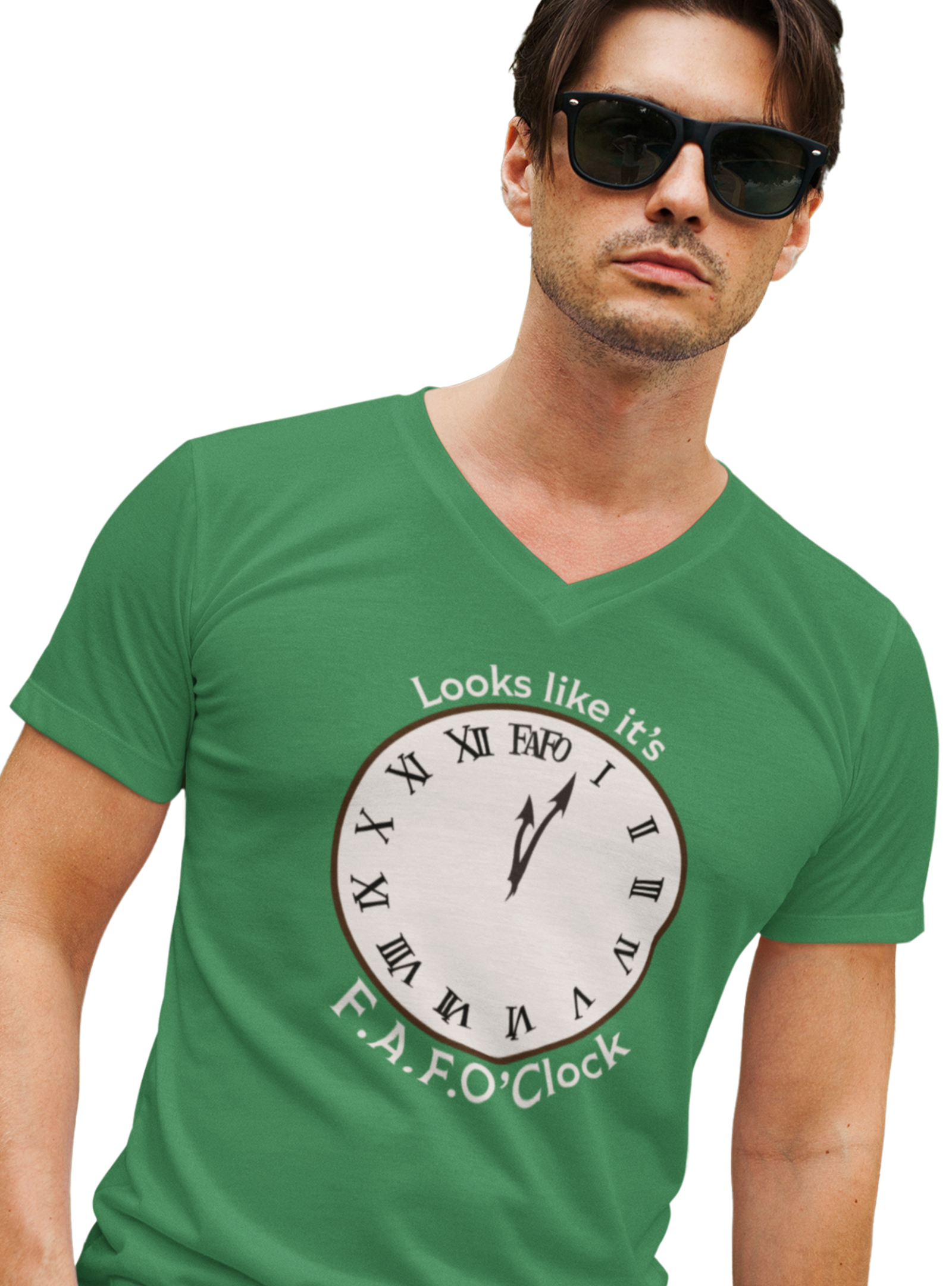 Men's V-Neck FAFO'Clock Tee product thumbnail image Men's V-Neck FAFO'Clock Tee product thumbnail image