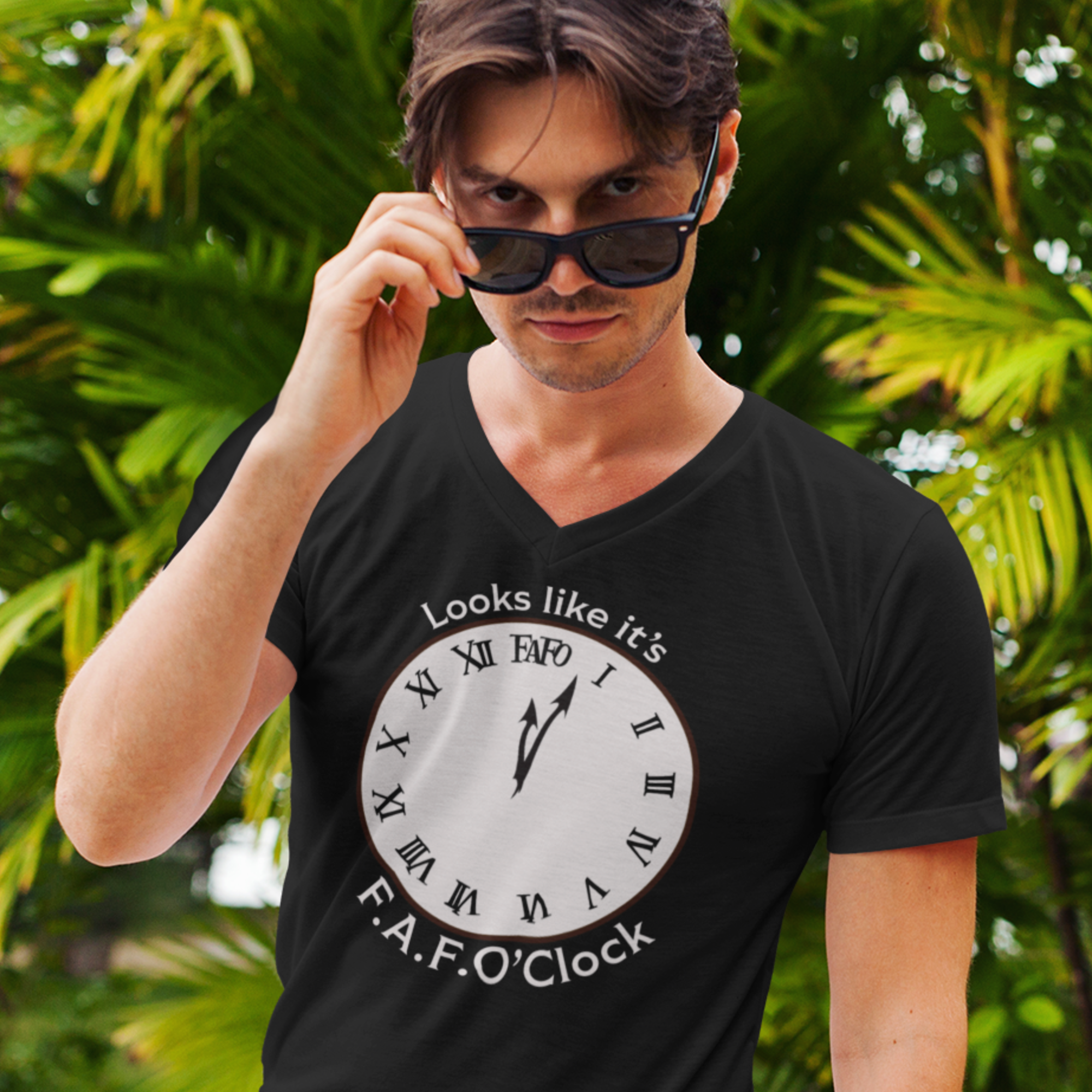 Men's V-Neck FAFO'Clock Tee product thumbnail image Men's V-Neck FAFO'Clock Tee product thumbnail image