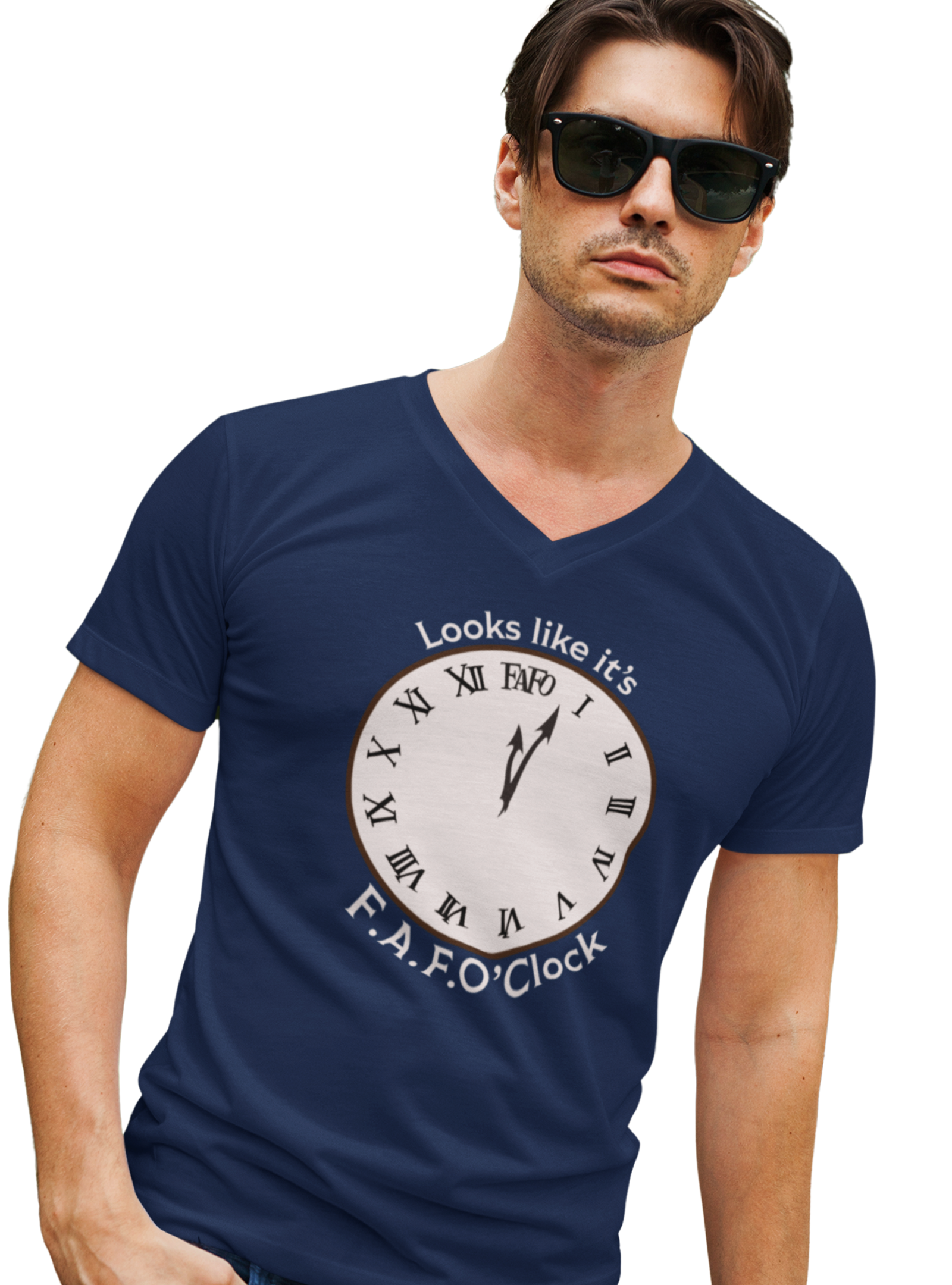 Men's V-Neck FAFO'Clock Tee product thumbnail image Men's V-Neck FAFO'Clock Tee product thumbnail image