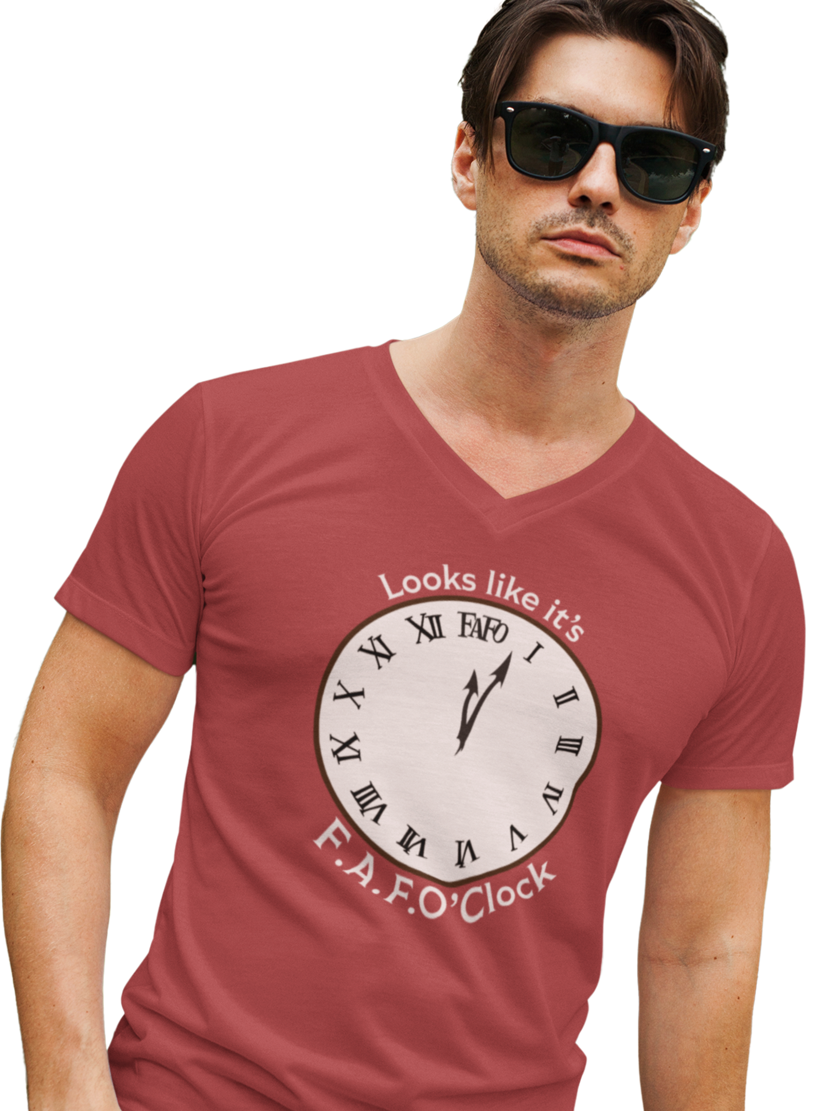 Men's V-Neck FAFO'Clock Tee product thumbnail image Men's V-Neck FAFO'Clock Tee product thumbnail image