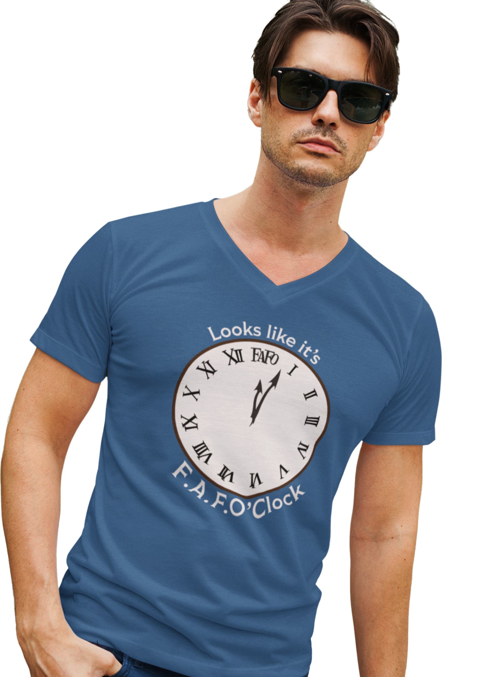 Men's V-Neck FAFO'Clock Tee product thumbnail image Men's V-Neck FAFO'Clock Tee product thumbnail image