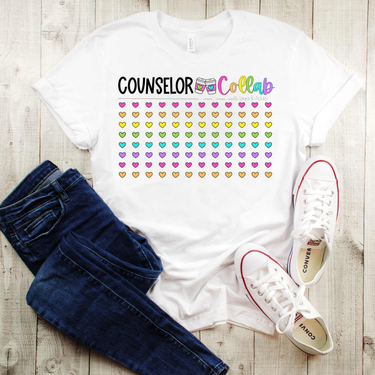 Counselor Collab Hearts Tee product thumbnail image Counselor Collab Hearts Tee product thumbnail image