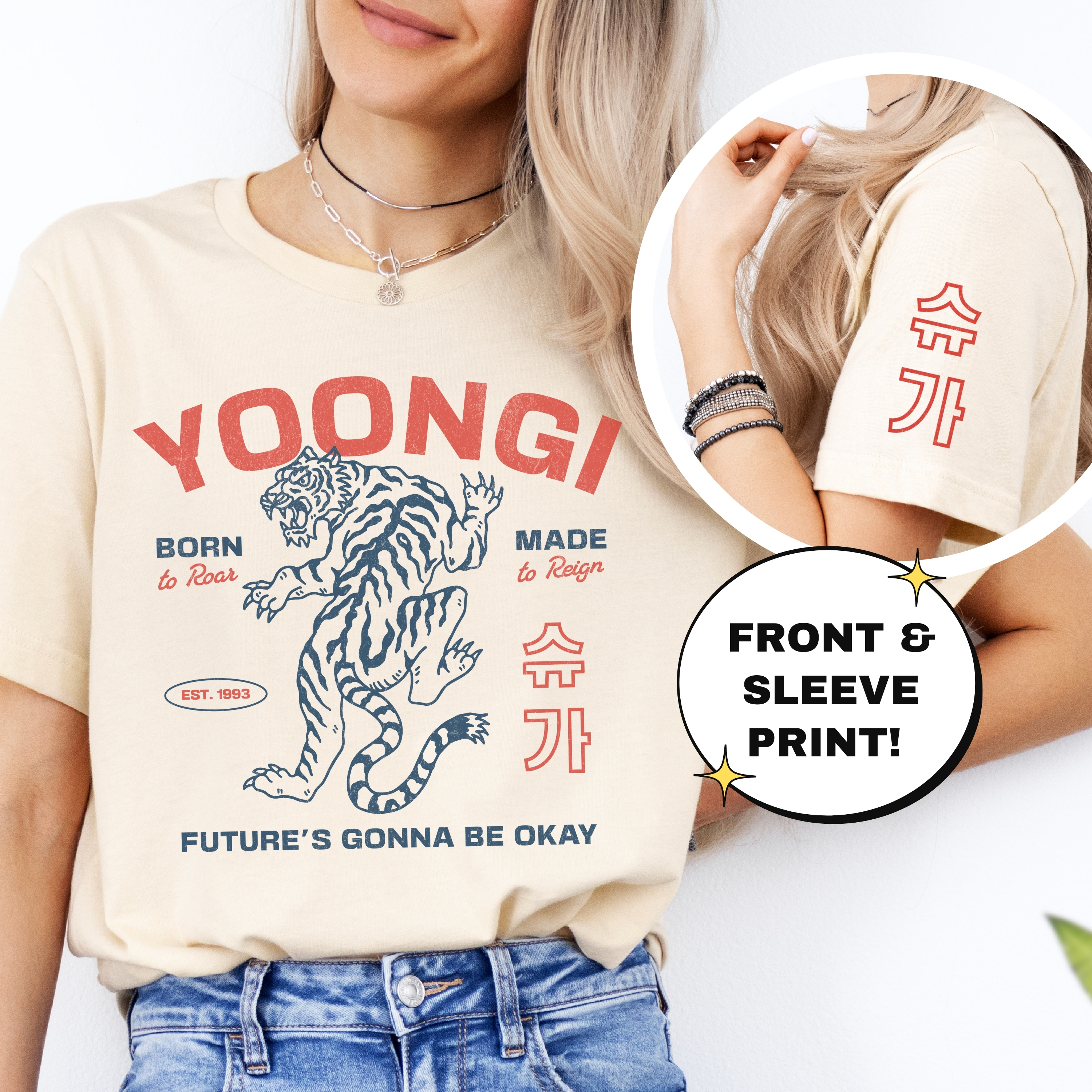 Yoongi Bias Tee with FRONT and SLEEVE Print, Designed for ARMY by ARMY product thumbnail image Yoongi Bias Tee with FRONT and SLEEVE Print, Designed for ARMY by ARMY product thumbnail image