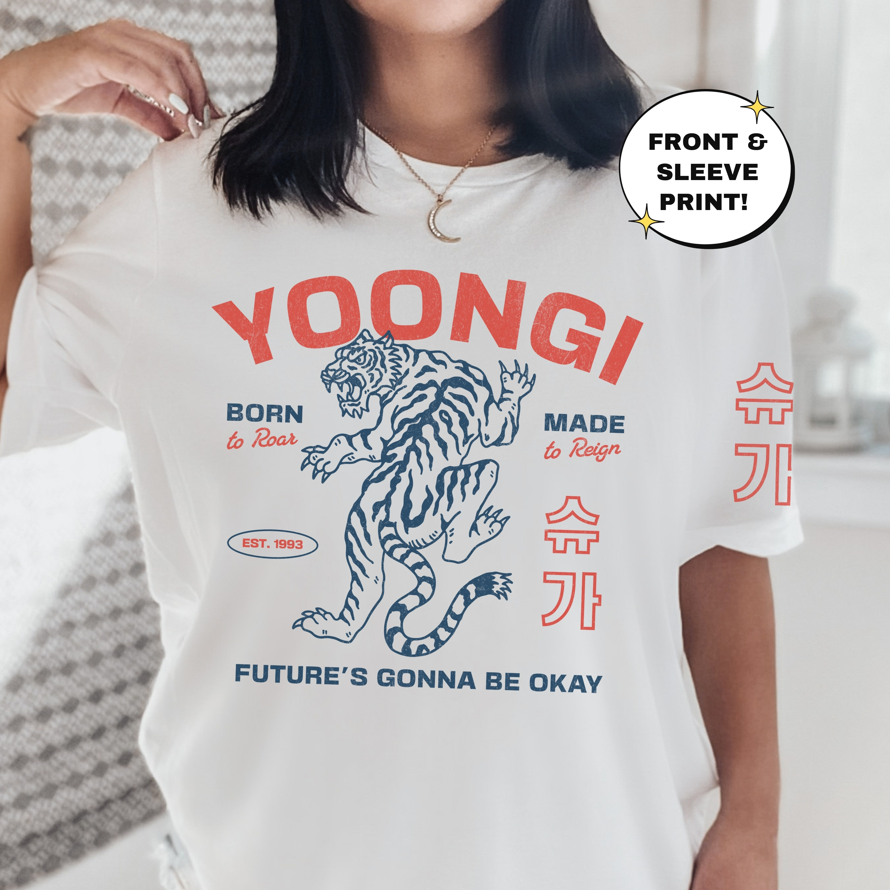 Yoongi Bias Tee with FRONT and SLEEVE Print, Designed for ARMY by ARMY Yoongi Bias Tee with FRONT and SLEEVE Print, Designed for ARMY by ARMY
