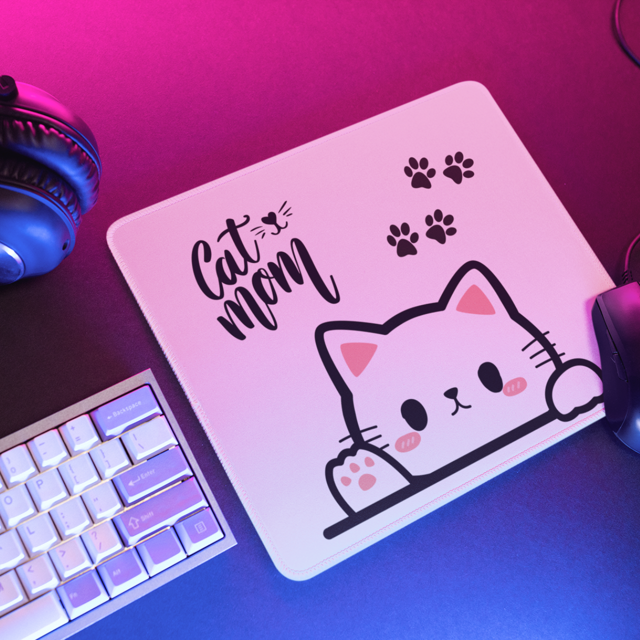Cat Mom Mouse Pad - Personalized Gaming and Office Workspace Accessory Cat Mom Mouse Pad - Personalized Gaming and Office Workspace Accessory