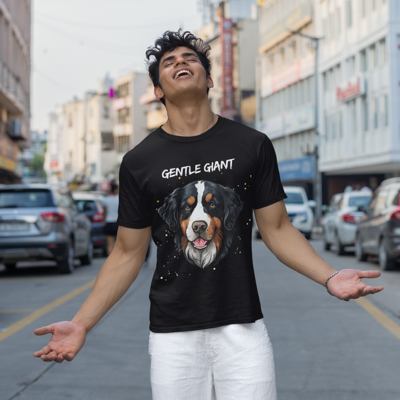 Gentle Giant (Bernese Mountain Dog) Softstyle T-Shirt Lightweight Cotton Classic Fit Crew Neck Tee for Casual Comfort for Adults Gentle Giant (Bernese Mountain Dog) Softstyle T-Shirt Lightweight Cotton Classic Fit Crew Neck Tee for Casual Comfort for Adults