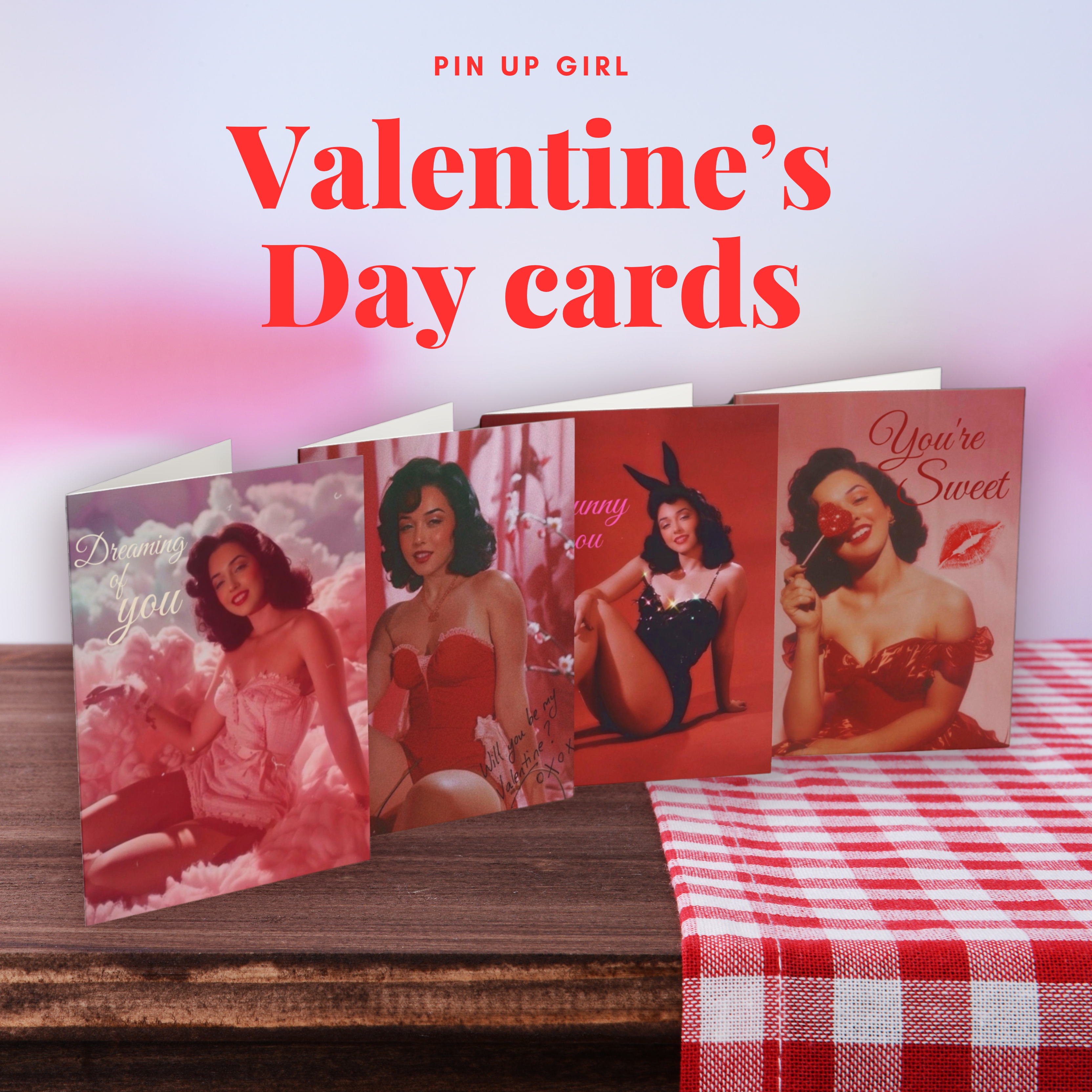 Valentine's Day Pin Up Greeting Cards - 5-Pack Valentine's Day Pin Up Greeting Cards - 5-Pack