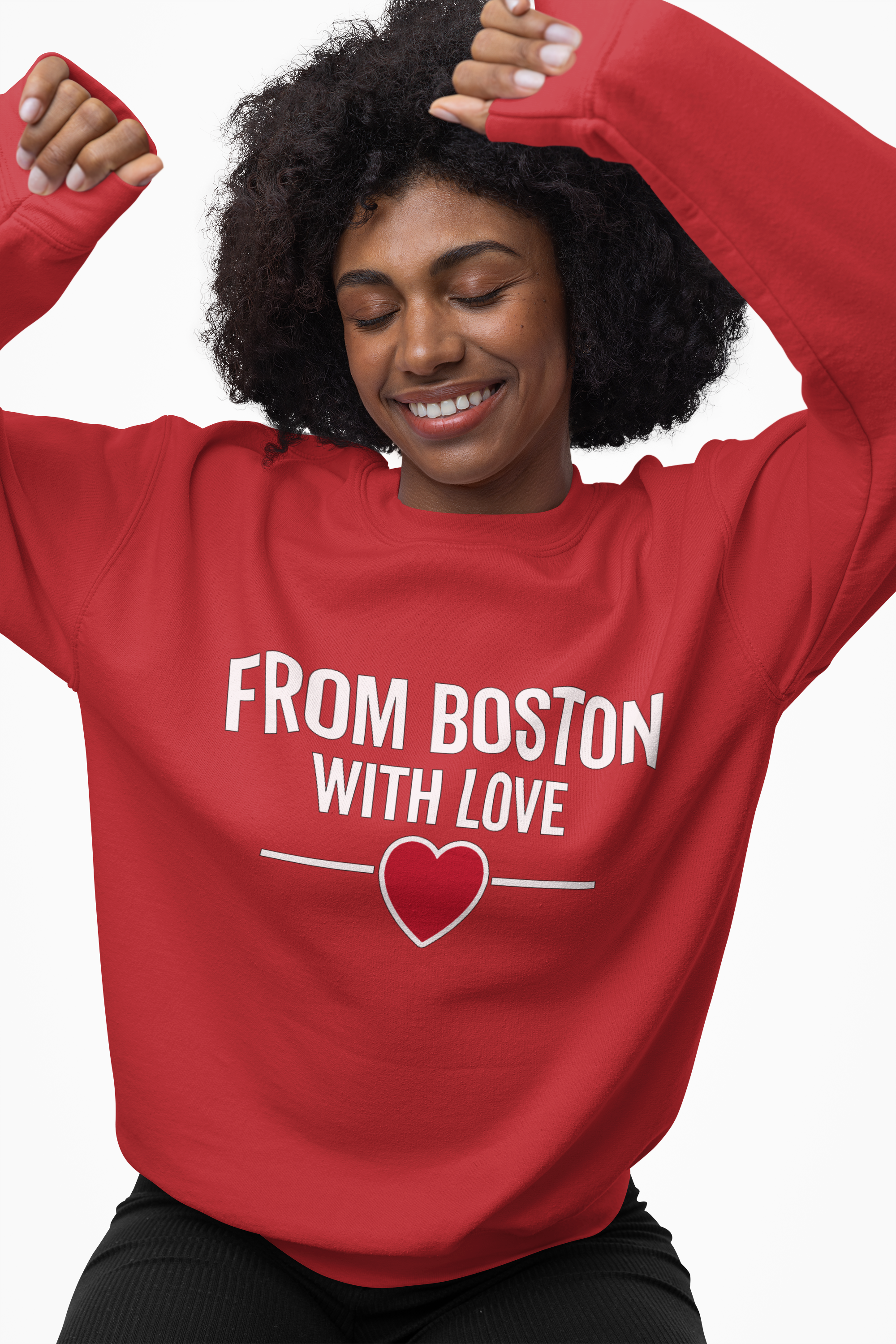 Red Boston Love Crewneck Sweatshirt product thumbnail image Red Boston Love Crewneck Sweatshirt product thumbnail image