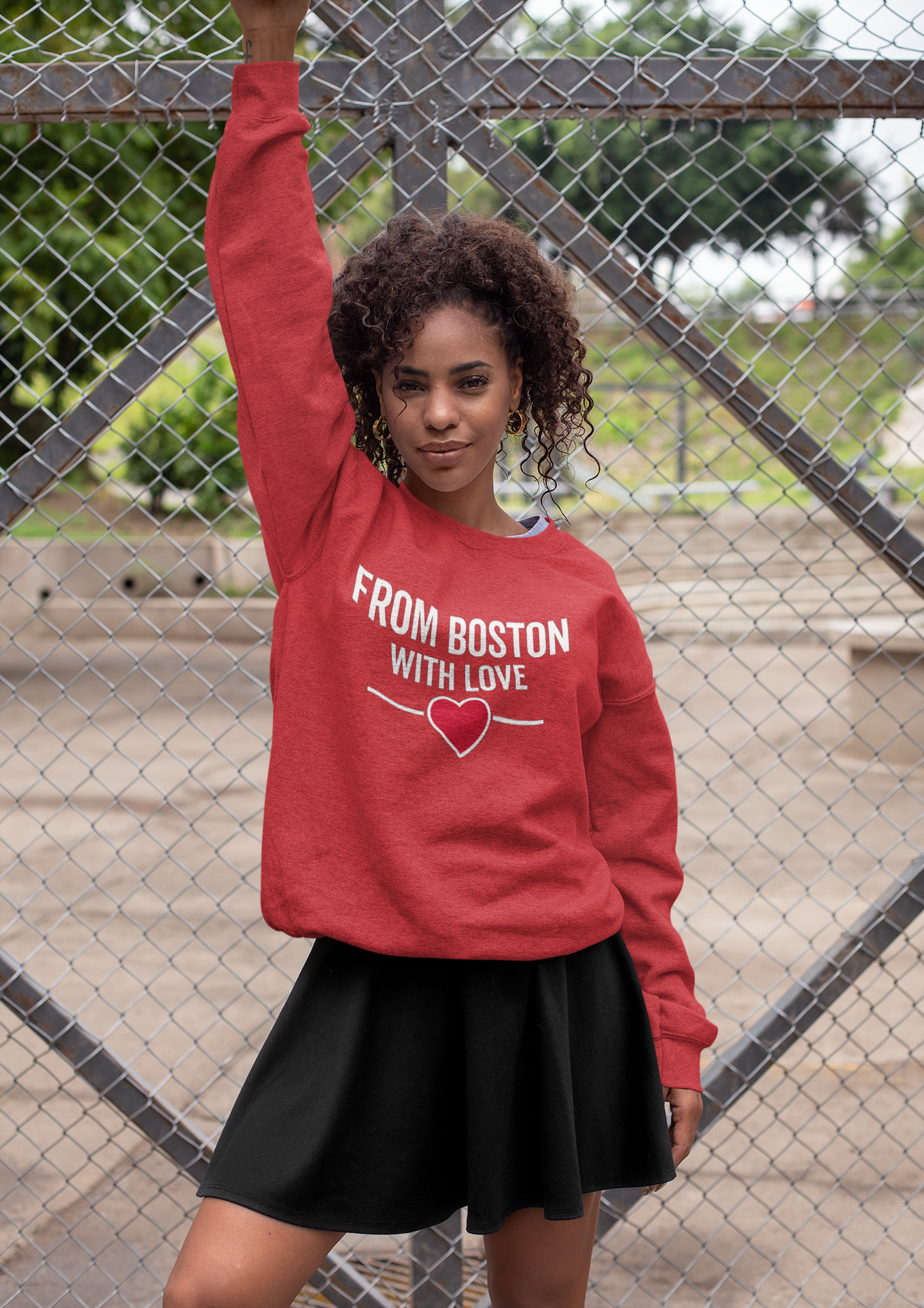 Red Boston Love Crewneck Sweatshirt product thumbnail image Red Boston Love Crewneck Sweatshirt product thumbnail image